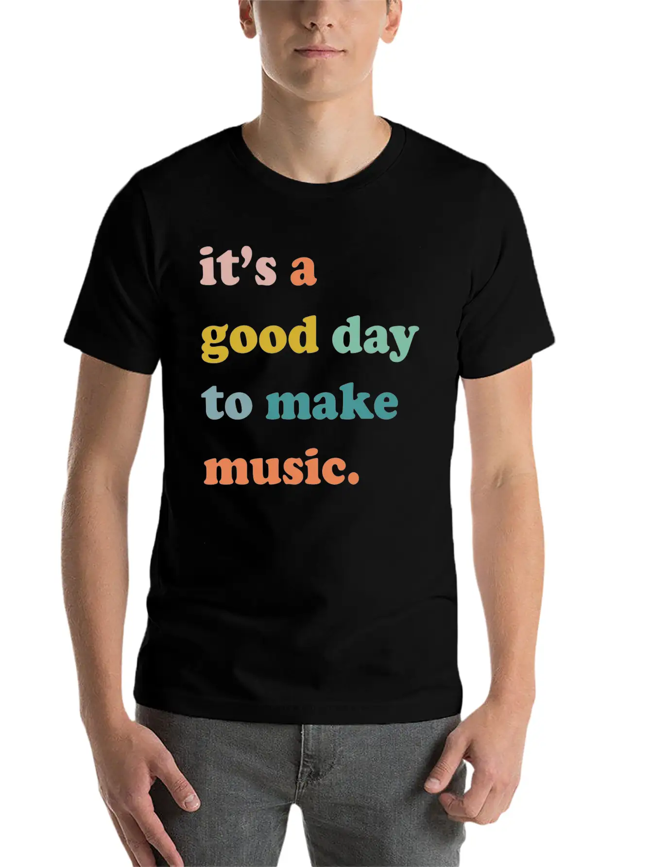 It's A Good Day To Make Music Comfortable Minimalist Graphic Tee – Summer Style Essential