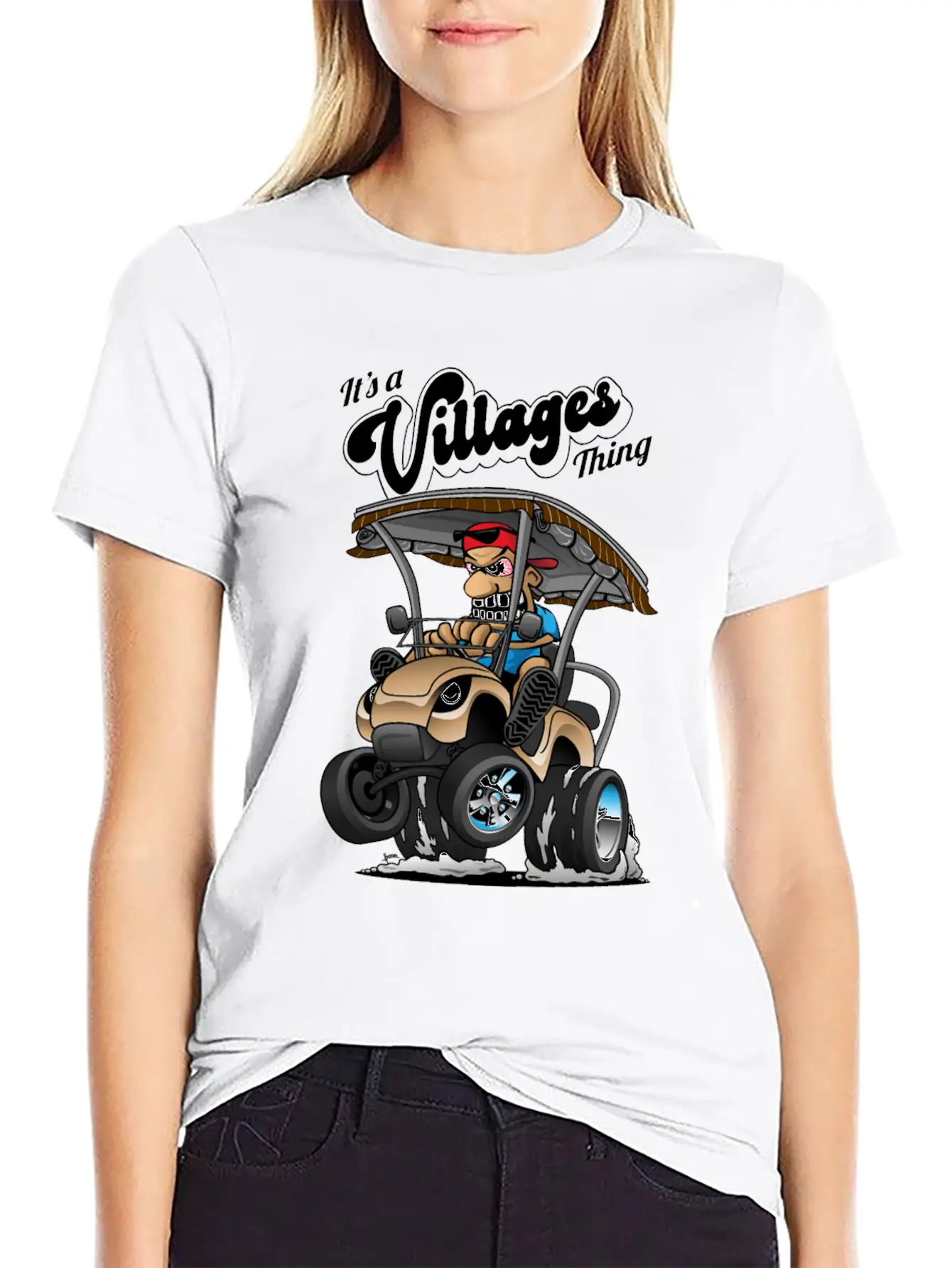 It's A Villages Thing Funny Golf Cart Cartoon Timeless Short Sleeve Tee – Comfy And Minimalist Design