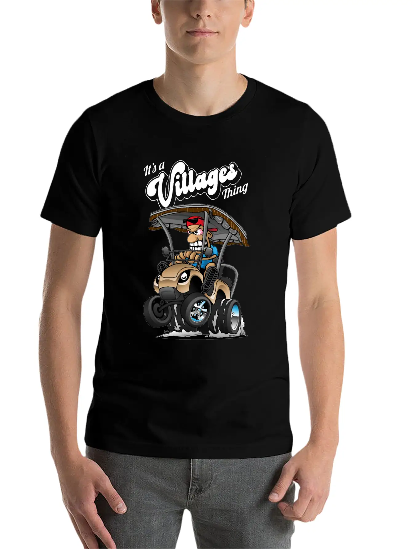 It's A Villages Thing Funny Golf Cart Cartoon Timeless Short Sleeve Tee – Comfy And Minimalist Design