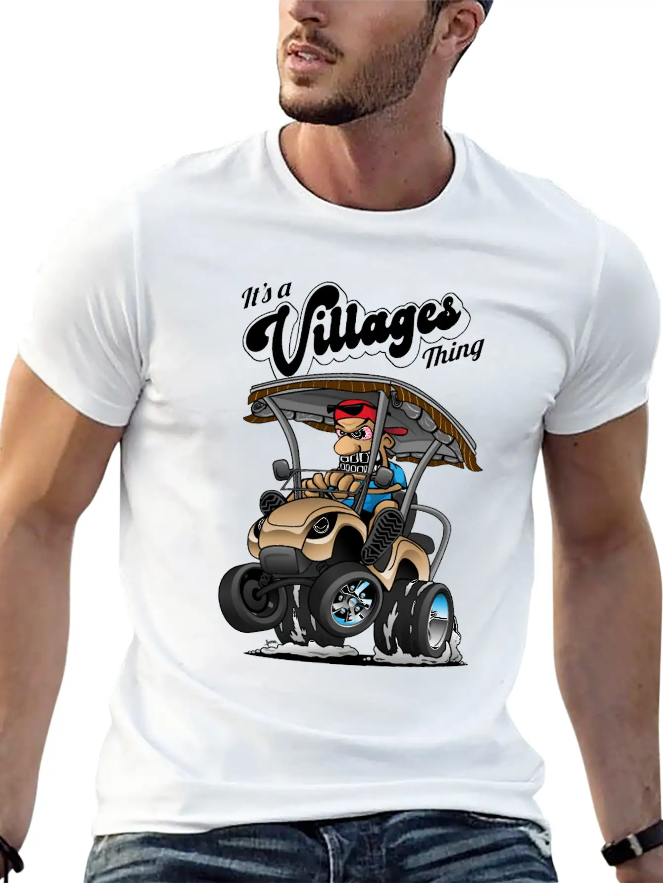 It's A Villages Thing Funny Golf Cart Cartoon Timeless Short Sleeve Tee – Comfy And Minimalist Design