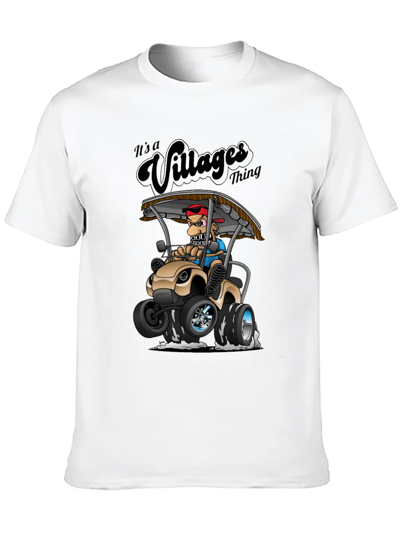 It's A Villages Thing Funny Golf Cart Cartoon Timeless Short Sleeve Tee – Comfy And Minimalist Design
