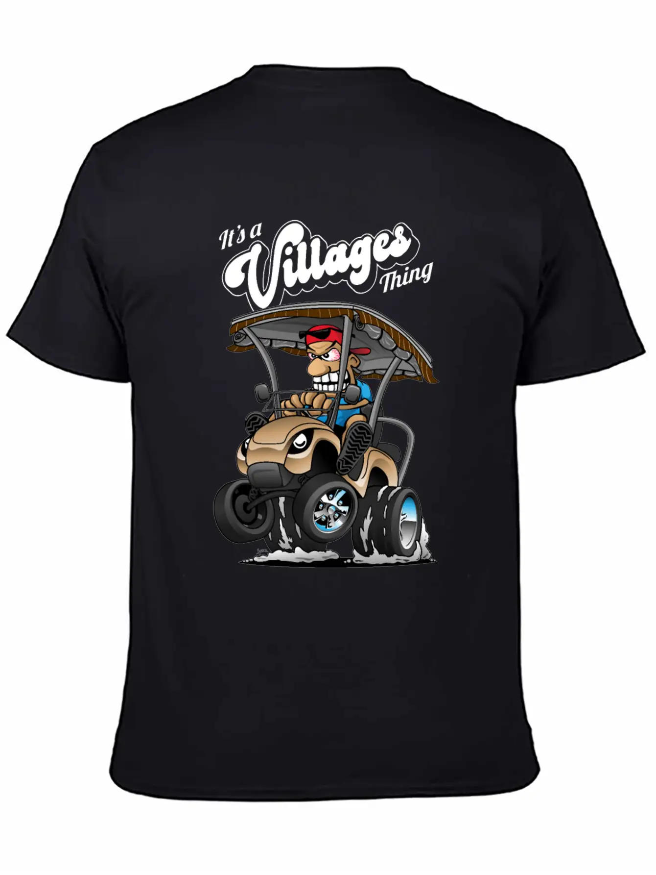 It's A Villages Thing Funny Golf Cart Cartoon Timeless Short Sleeve Tee – Comfy And Minimalist Design