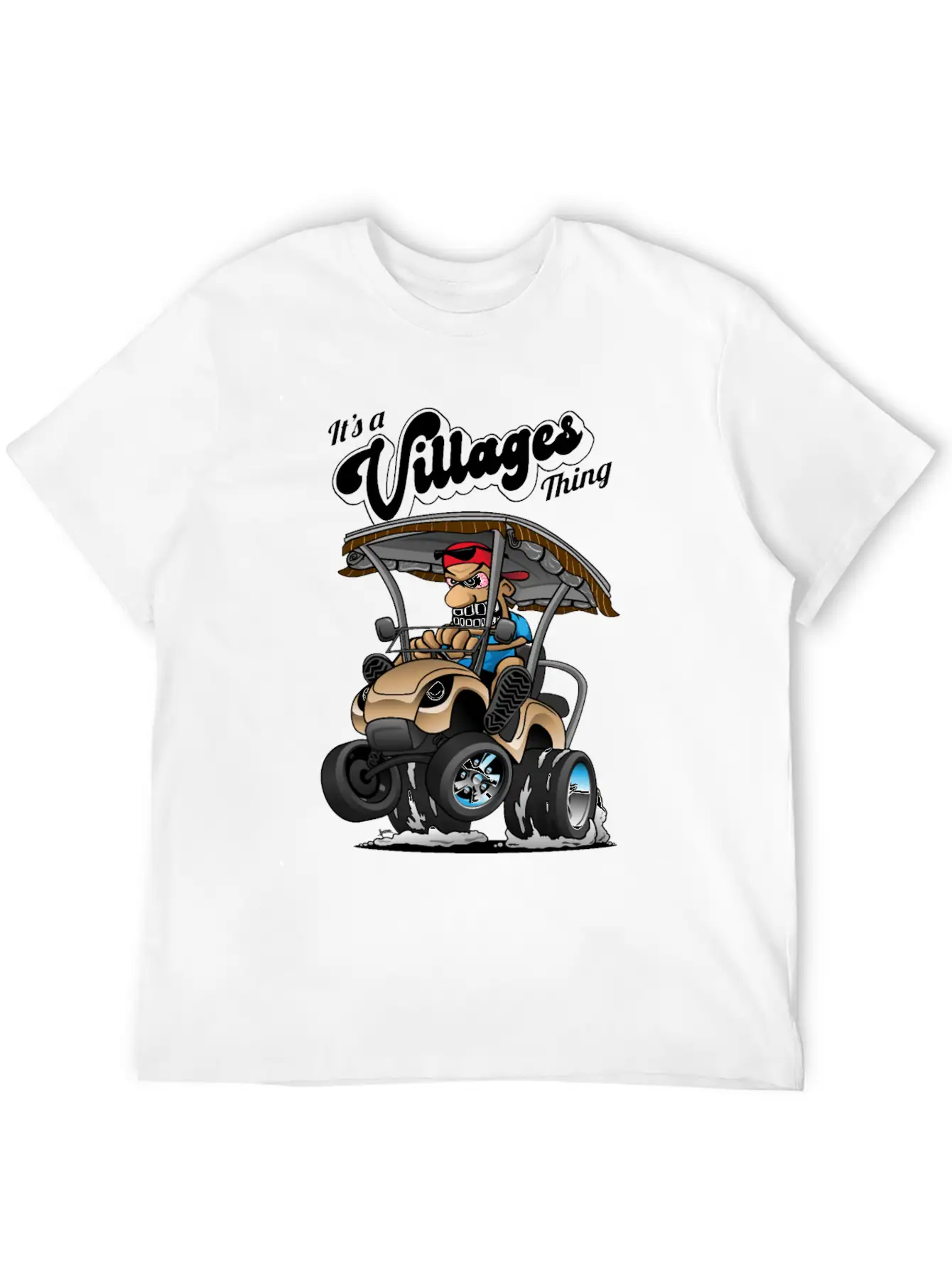 It's A Villages Thing Funny Golf Cart Cartoon Timeless Short Sleeve Tee – Comfy And Minimalist Design