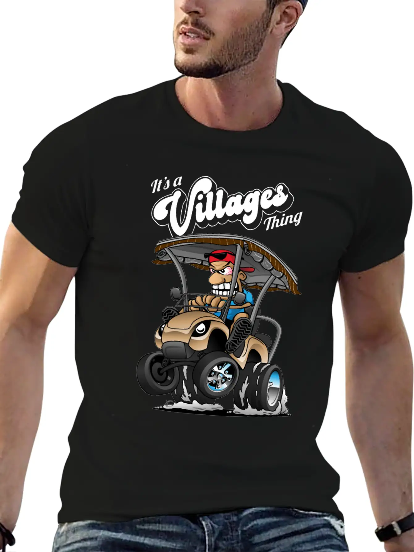 It's A Villages Thing Funny Golf Cart Cartoon Timeless Short Sleeve Tee – Comfy And Minimalist Design