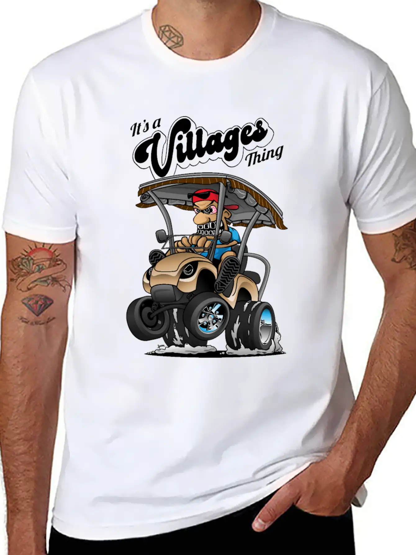 It's A Villages Thing Funny Golf Cart Cartoon Timeless Short Sleeve Tee – Comfy And Minimalist Design