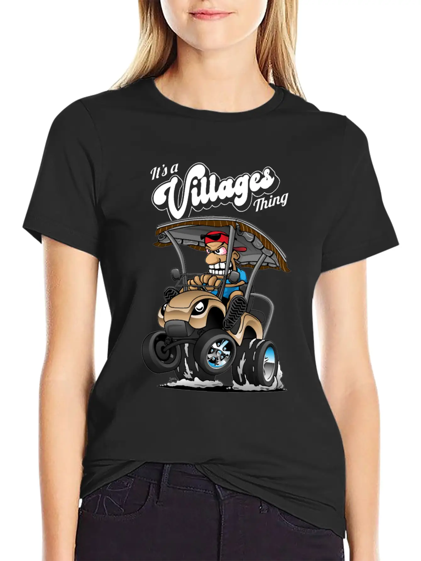 It's A Villages Thing Funny Golf Cart Cartoon Timeless Short Sleeve Tee – Comfy And Minimalist Design