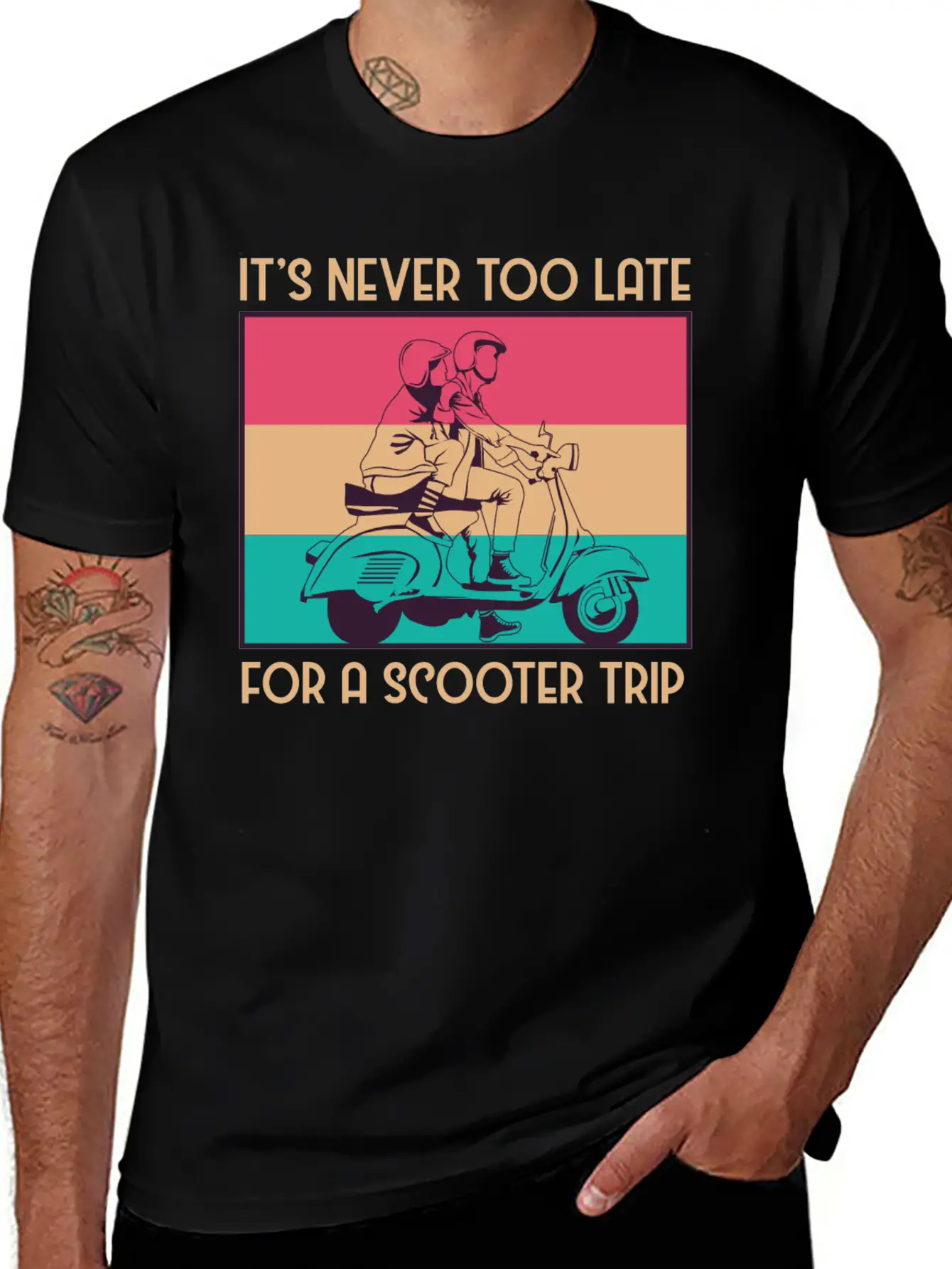 Its Never Too Late For A Scooter Trip Basic Graphic T-Shirt – Daily Comfort In Soft Cotton