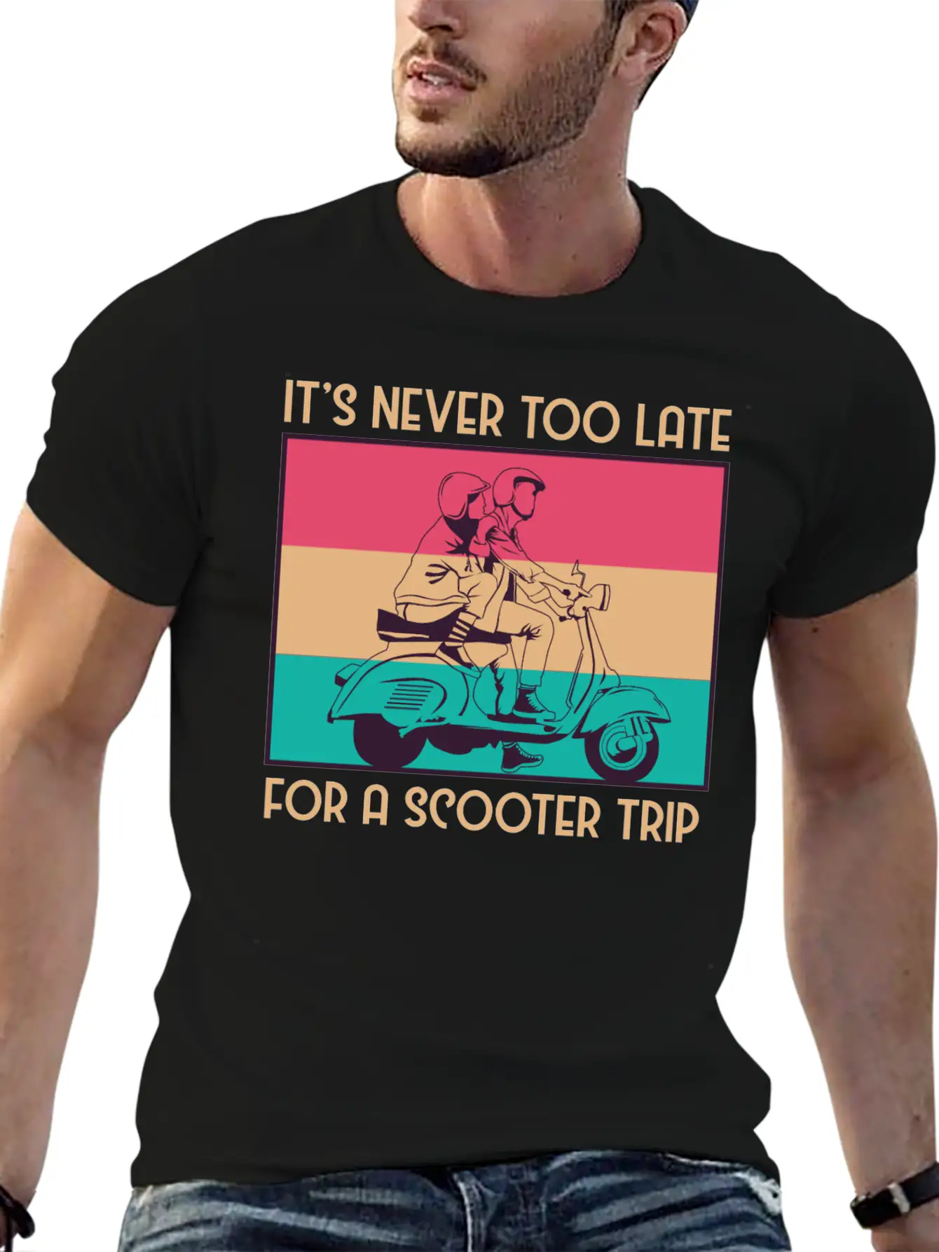 Its Never Too Late For A Scooter Trip Basic Graphic T-Shirt – Daily Comfort In Soft Cotton
