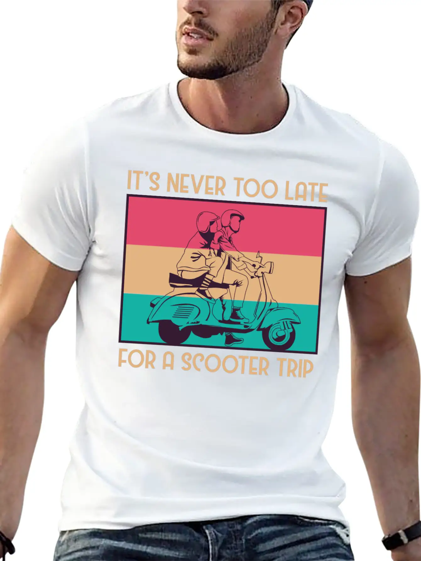 Its Never Too Late For A Scooter Trip Basic Graphic T-Shirt – Daily Comfort In Soft Cotton