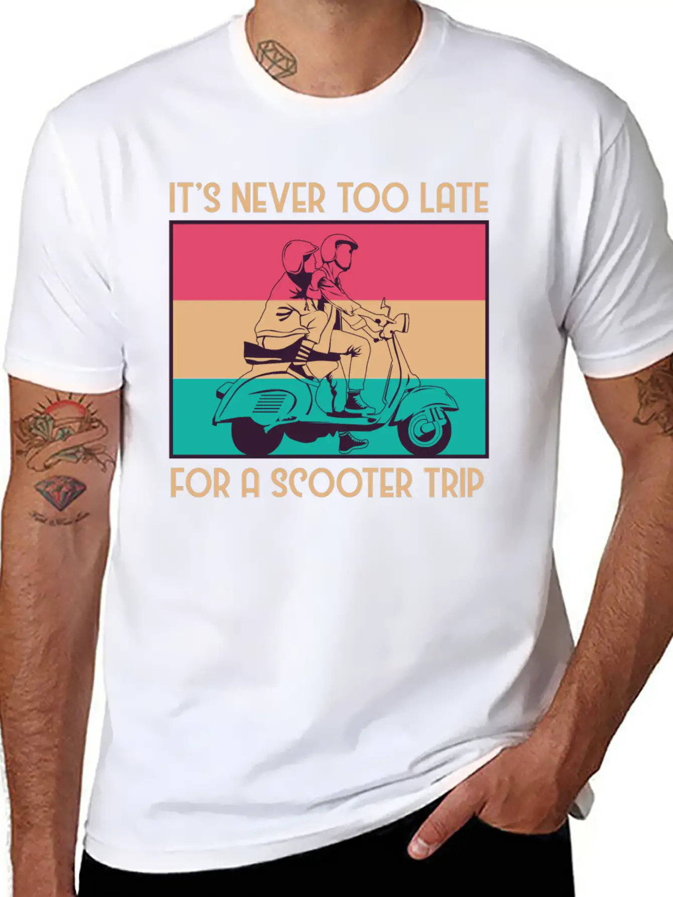 Its Never Too Late For A Scooter Trip Basic Graphic T-Shirt – Daily Comfort In Soft Cotton