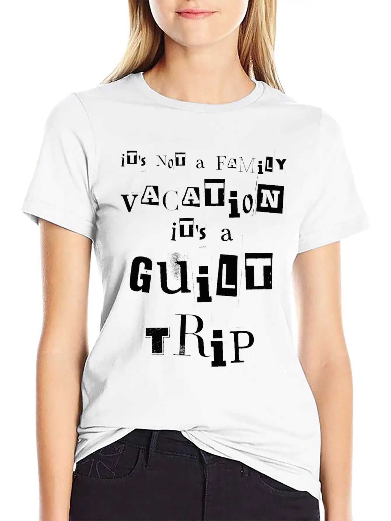 It's Not A Family Vacation It's A Guilt Trip White Stylish Everyday T-Shirt – Unisex Basic Cotton Tee