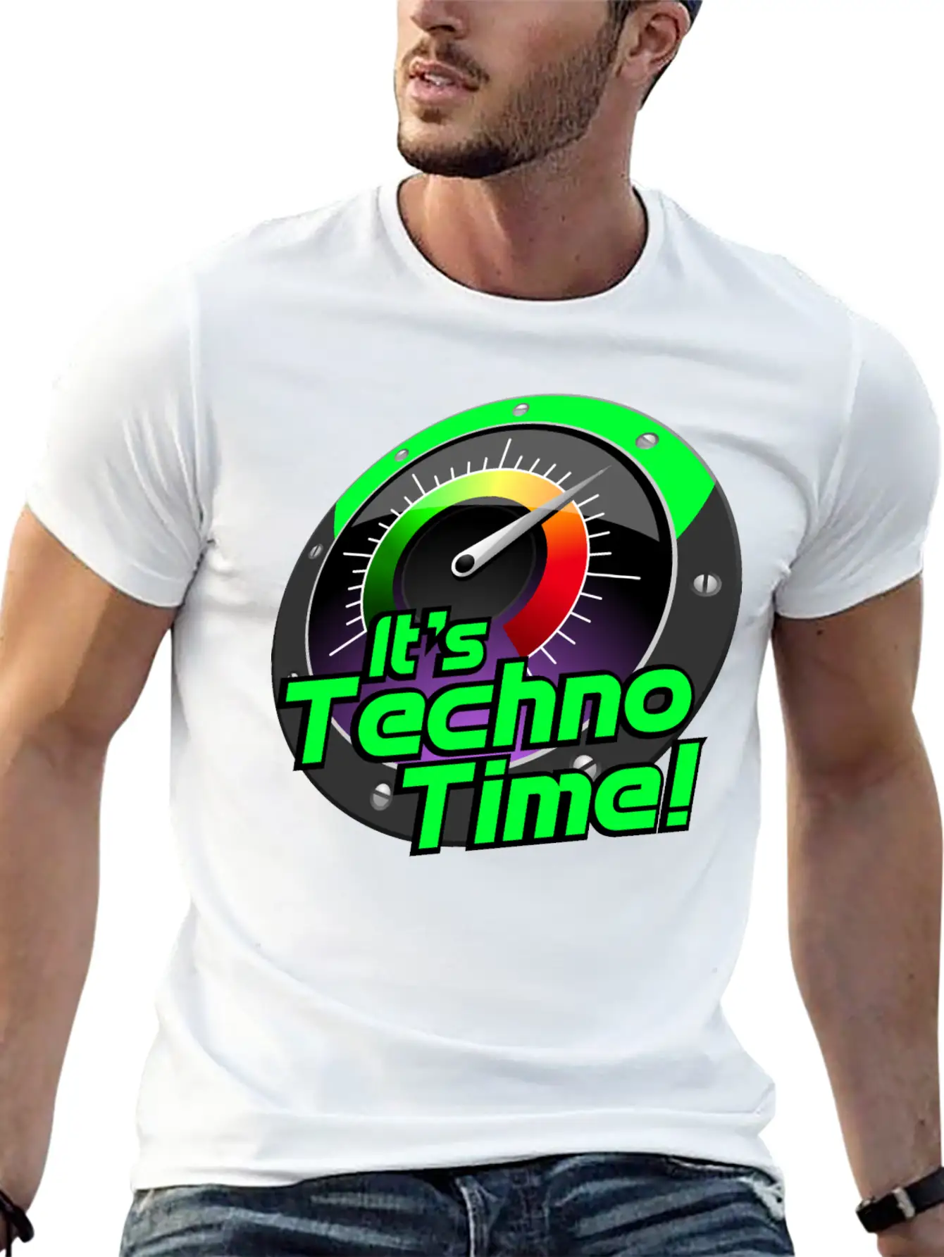 IT'S TECHNO TIME! Unisex Short Sleeve Soft Cotton T-Shirt – Casual Everyday Wear
