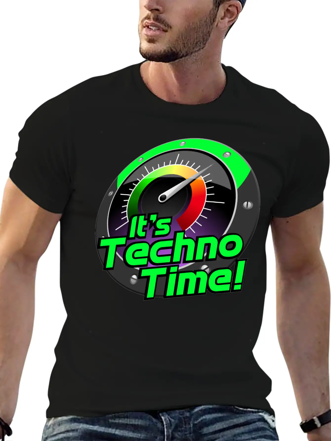 IT'S TECHNO TIME! Unisex Short Sleeve Soft Cotton T-Shirt – Casual Everyday Wear