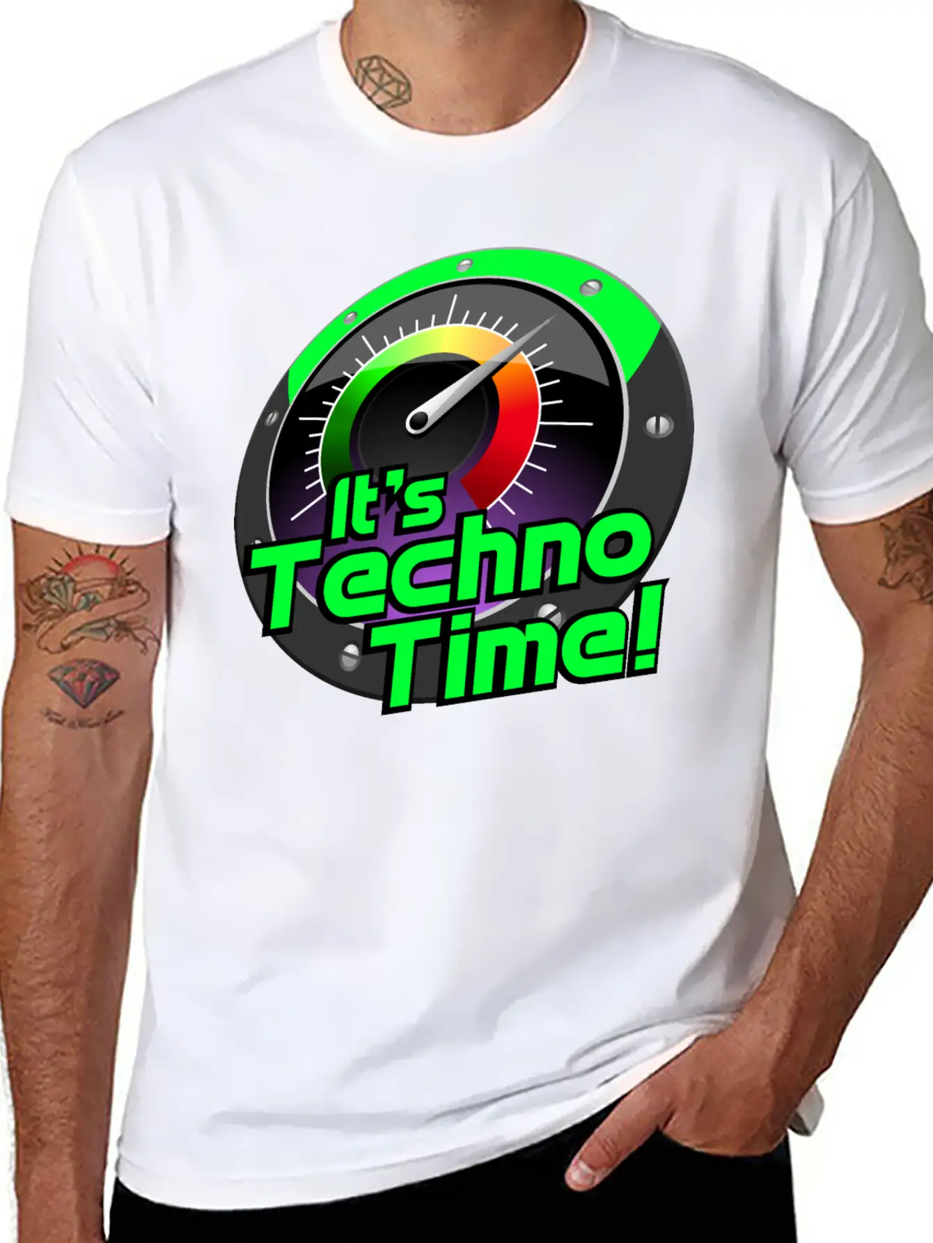 IT'S TECHNO TIME! Unisex Short Sleeve Soft Cotton T-Shirt – Casual Everyday Wear