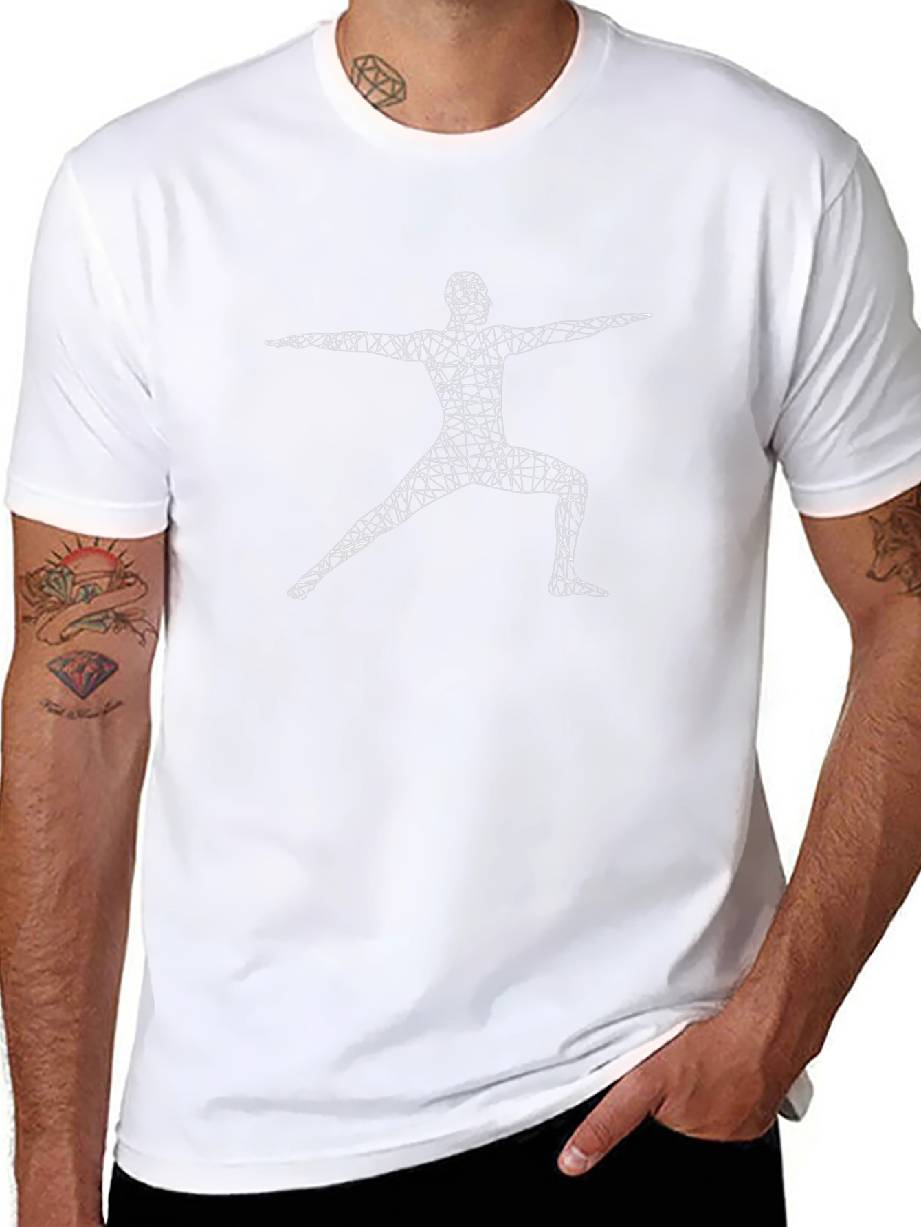 Geometric Yoga Pose Black T-Shirt