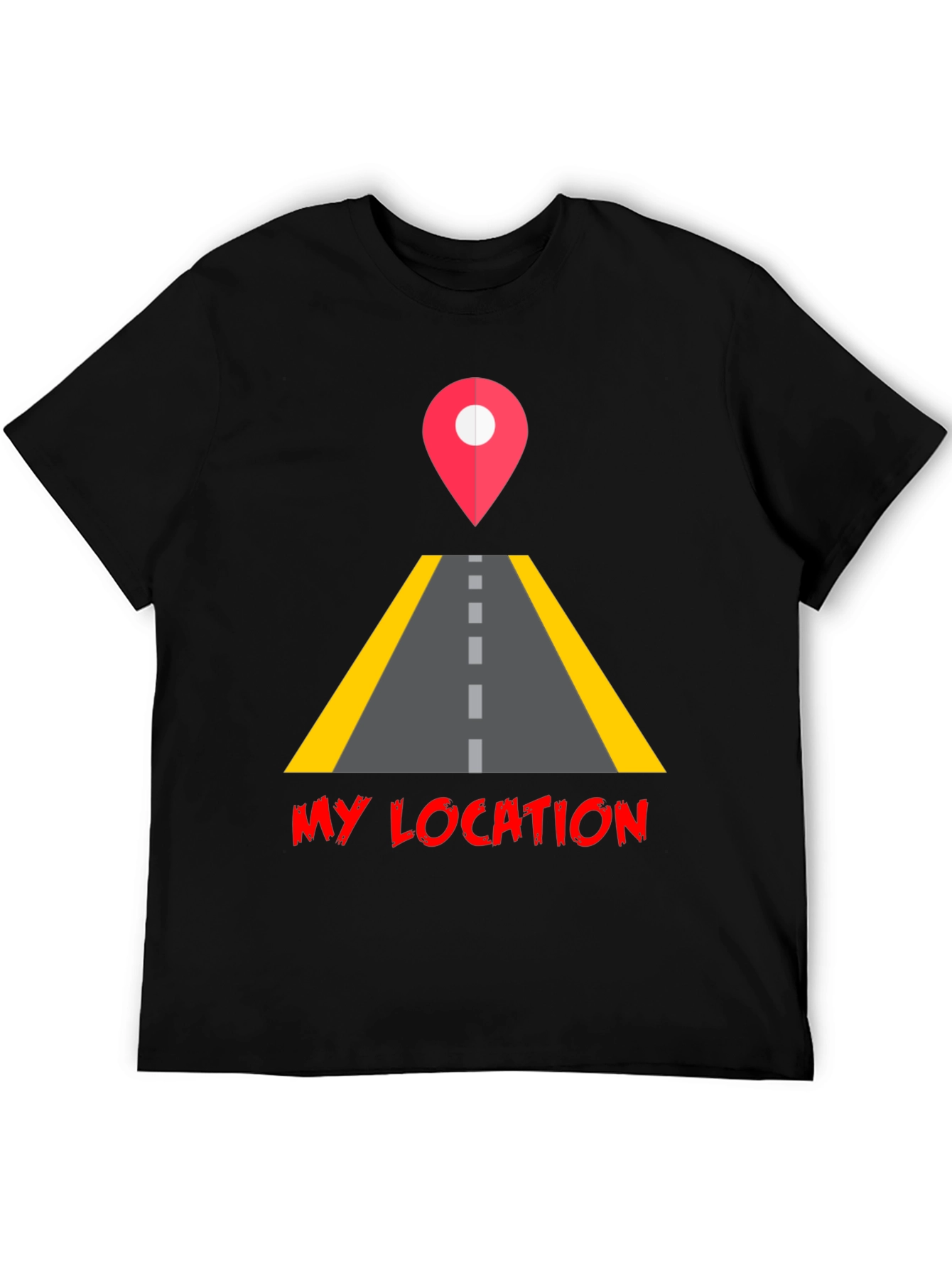 My Location Graphic Tee - Black Casual T-Shirt