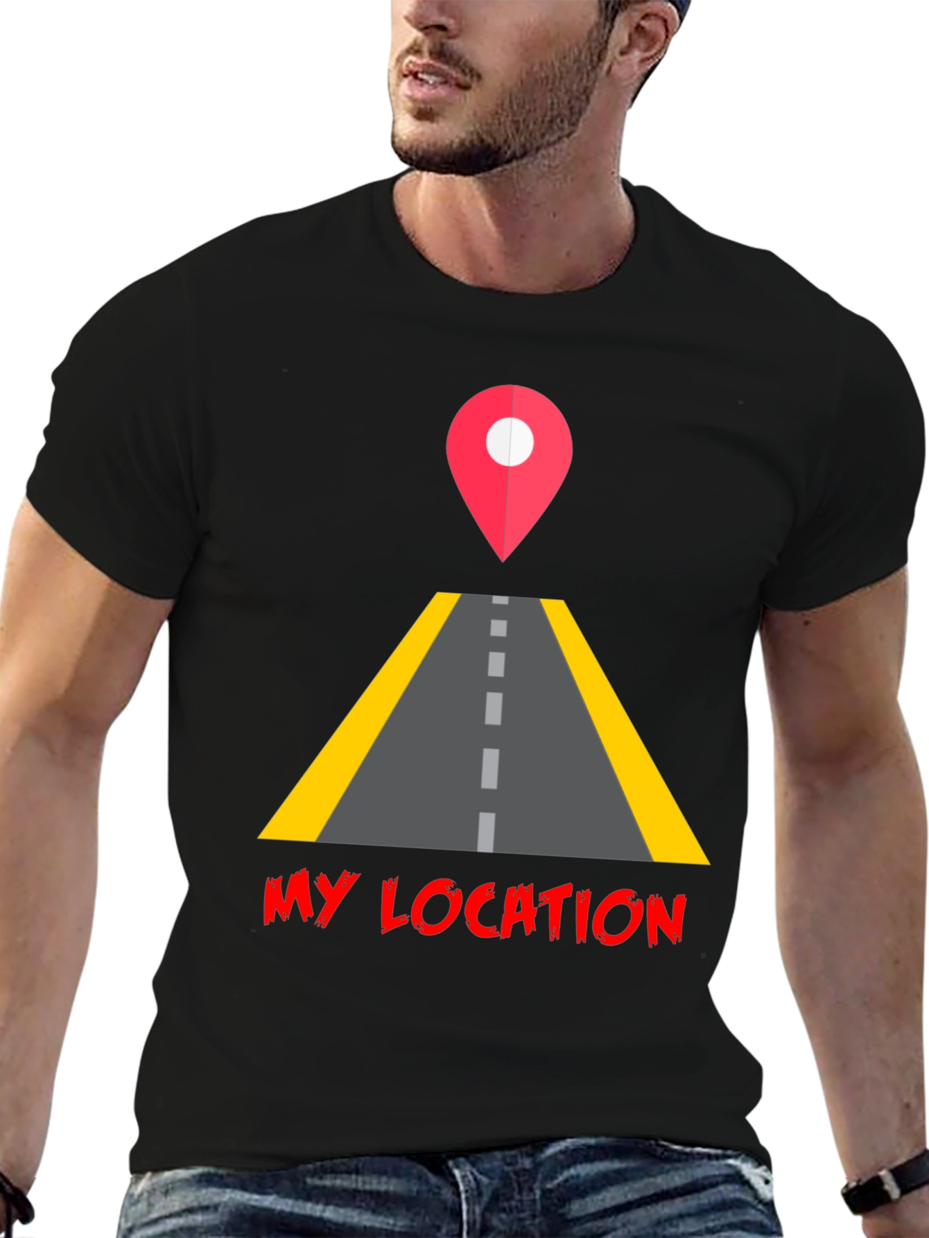 My Location Graphic Tee - Black Casual T-Shirt