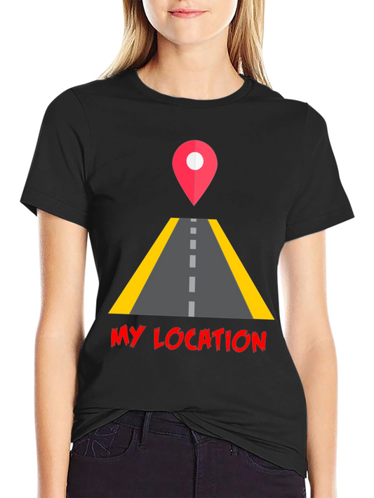 My Location Graphic Tee - Black Casual T-Shirt