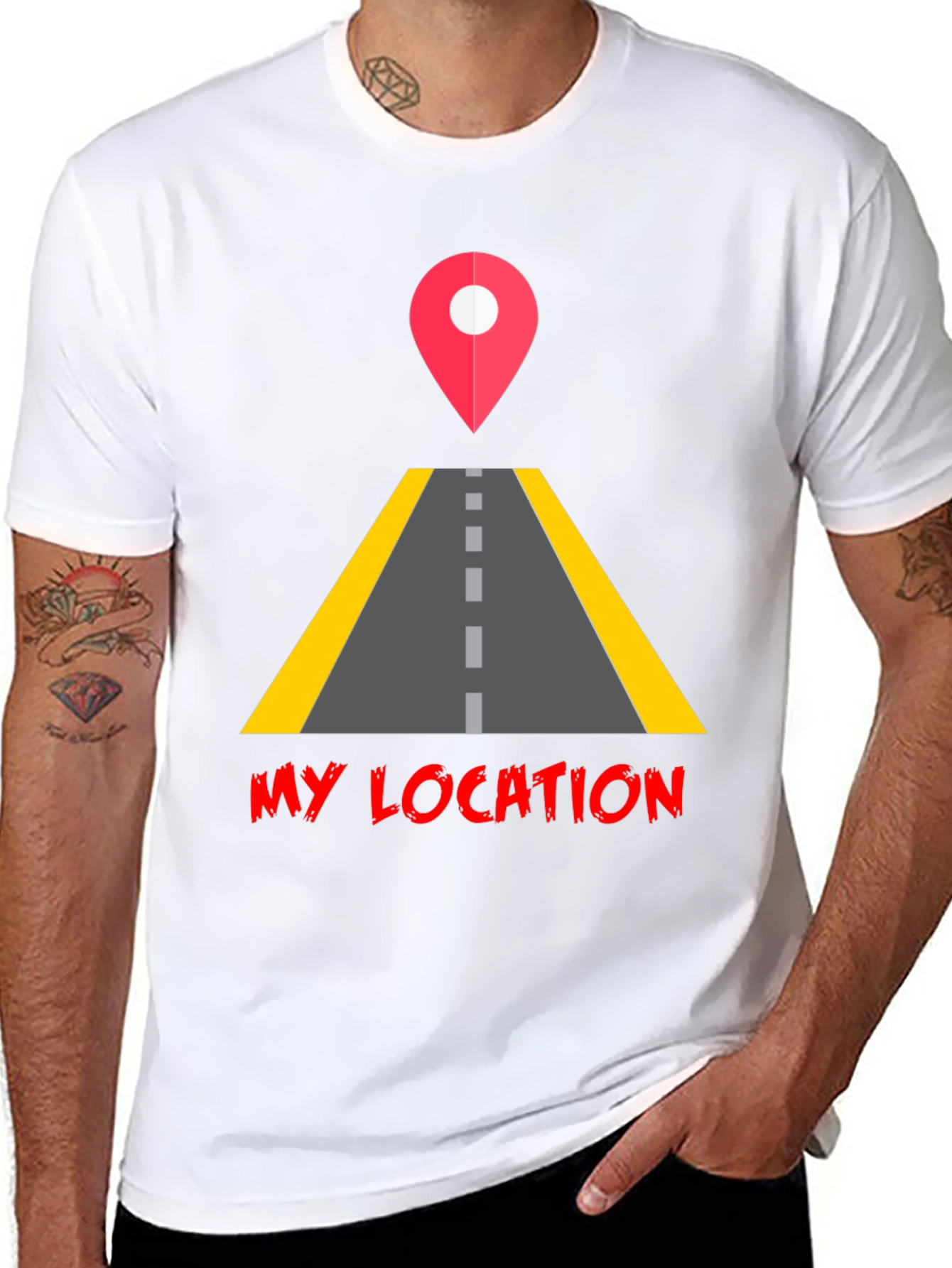 My Location Graphic Tee - Black Casual T-Shirt