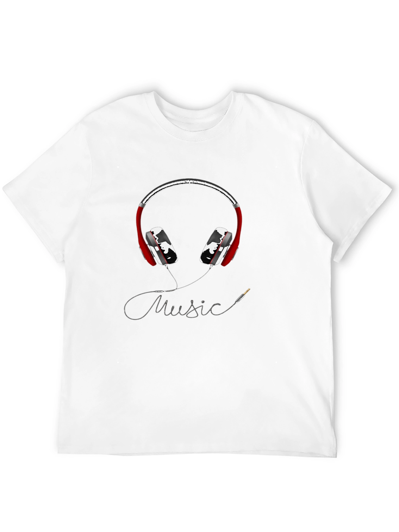 Music Lovers Graphic Tee - Red Headphones Design