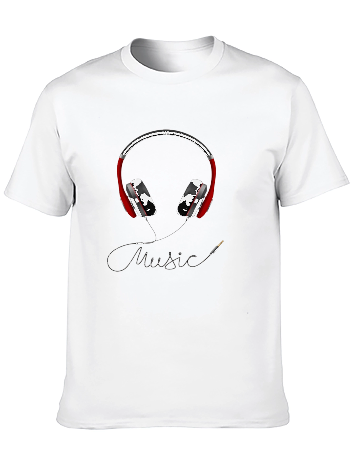 Music Lovers Graphic Tee - Red Headphones Design
