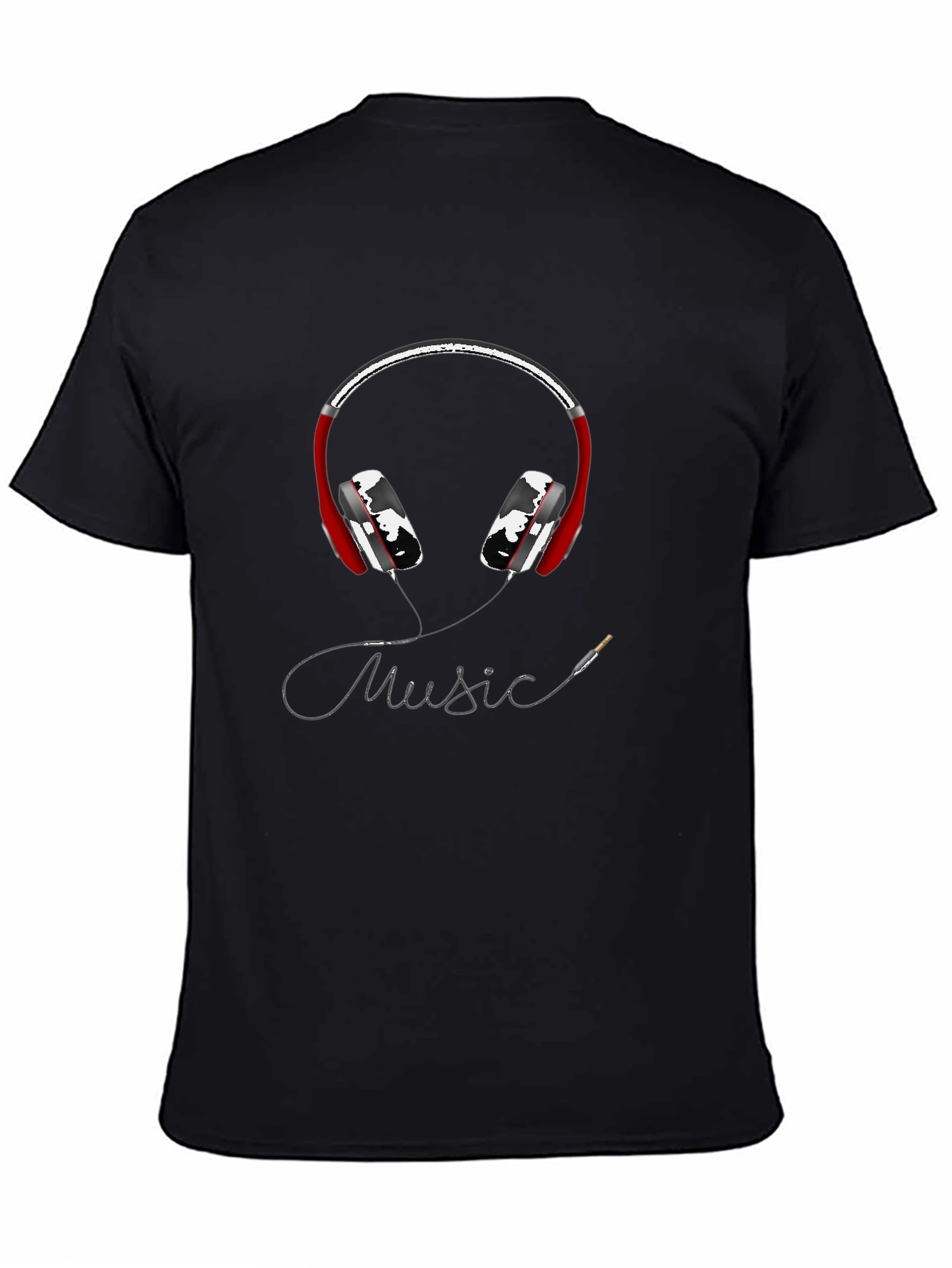 Music Lovers Graphic Tee - Red Headphones Design
