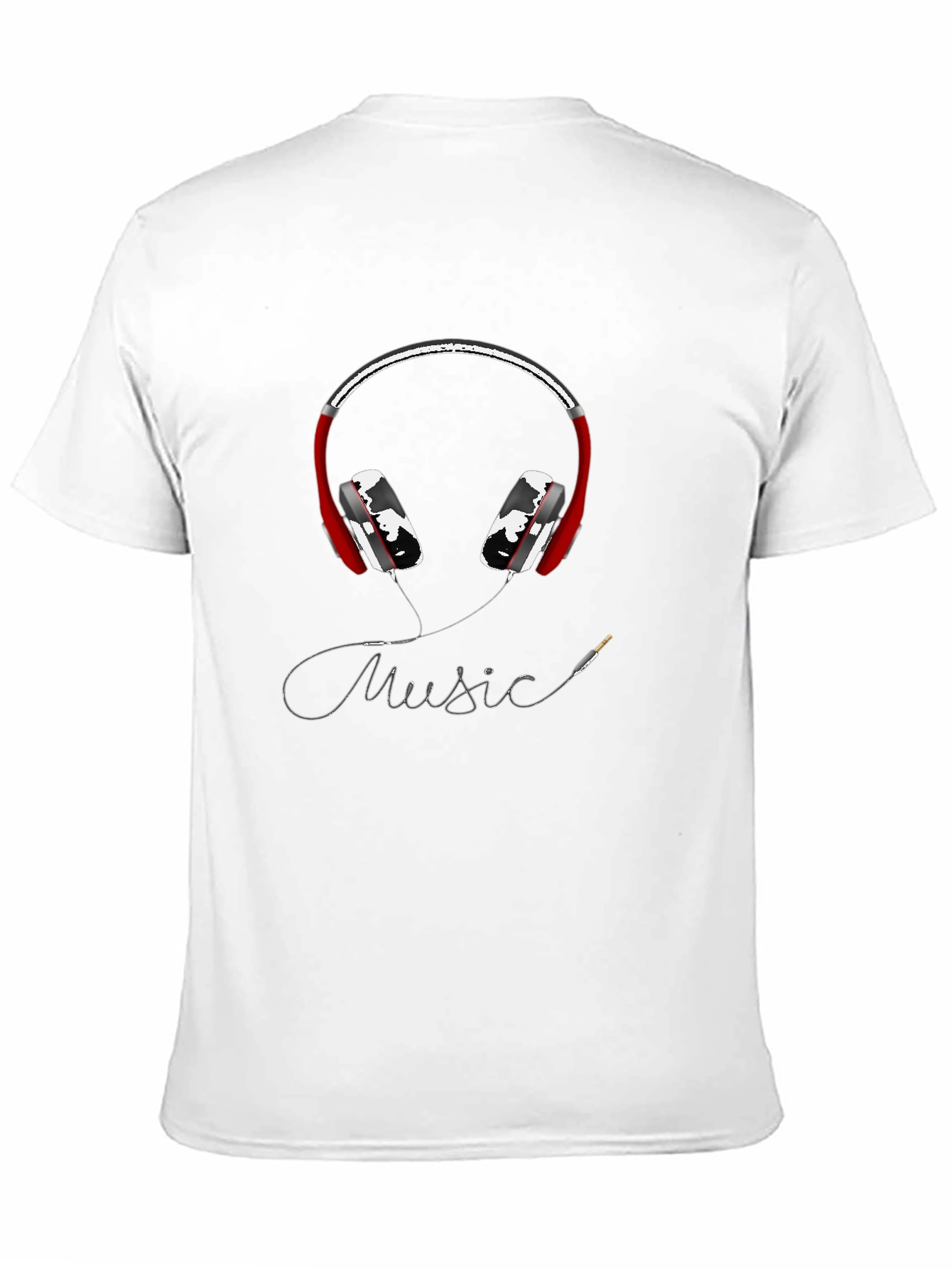 Music Lovers Graphic Tee - Red Headphones Design