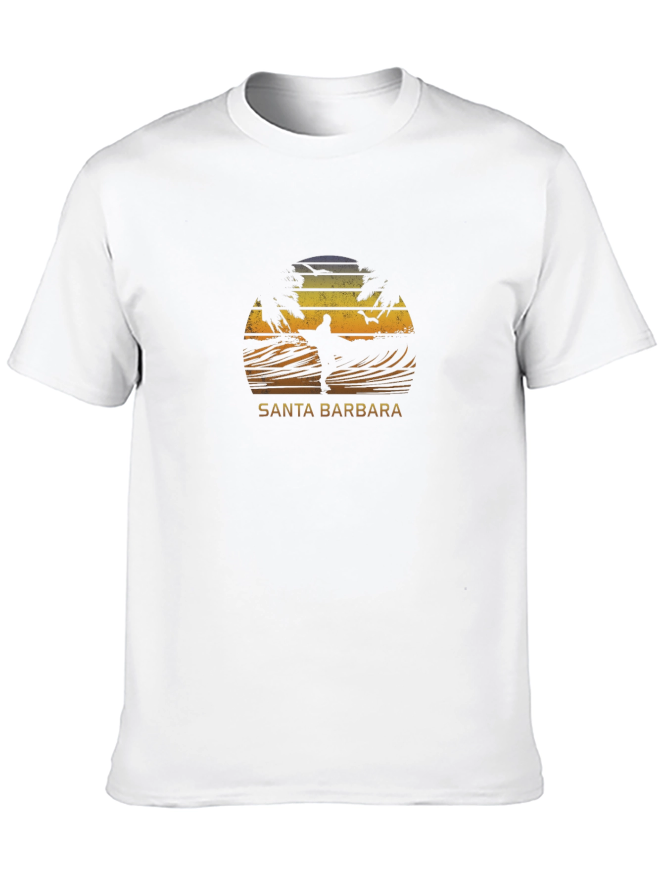 Santa Barbara Surf T-Shirt - Retro Sunset Design