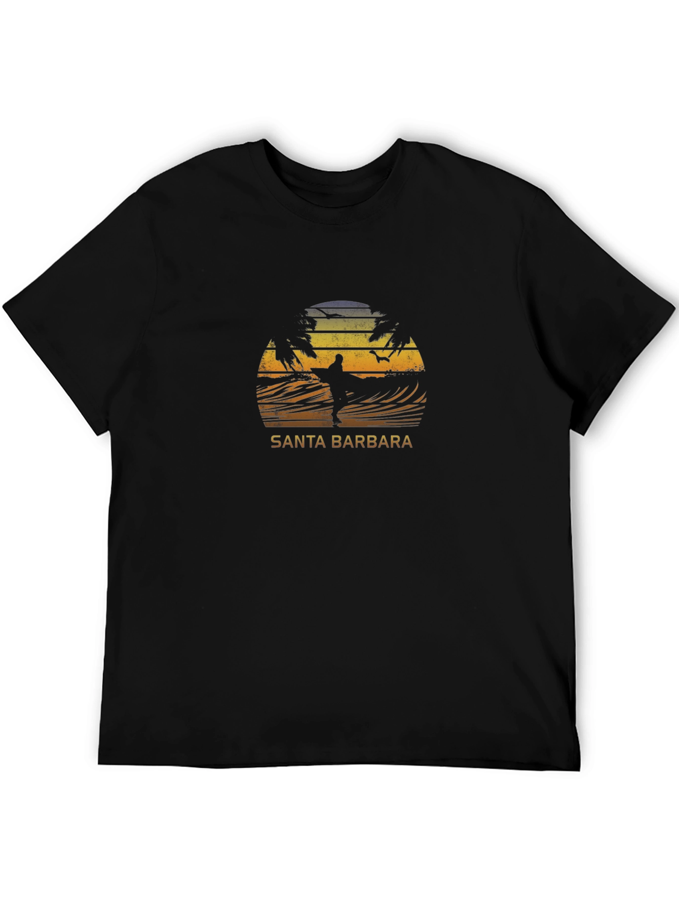 Santa Barbara Surf T-Shirt - Retro Sunset Design