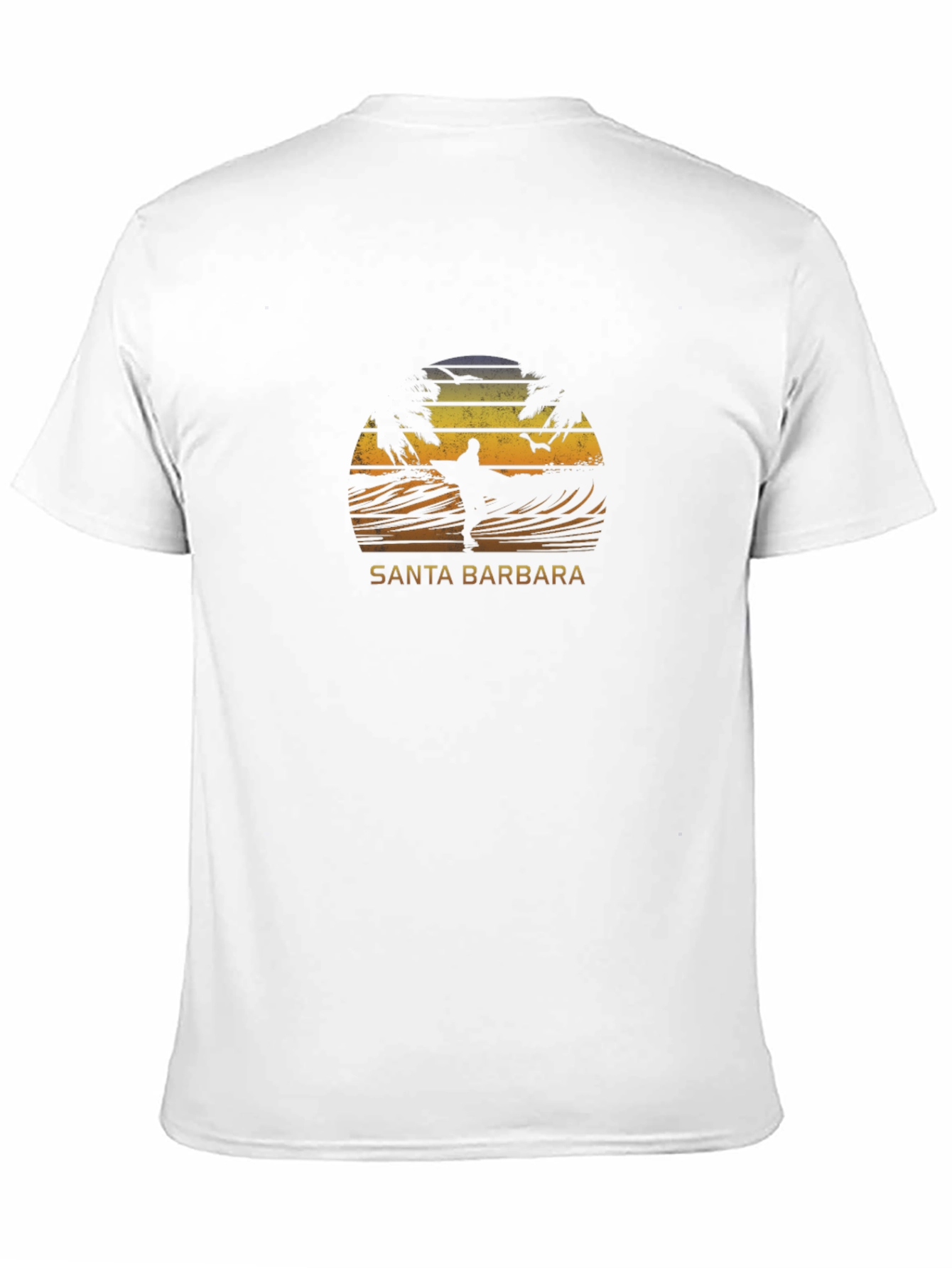 Santa Barbara Surf T-Shirt - Retro Sunset Design