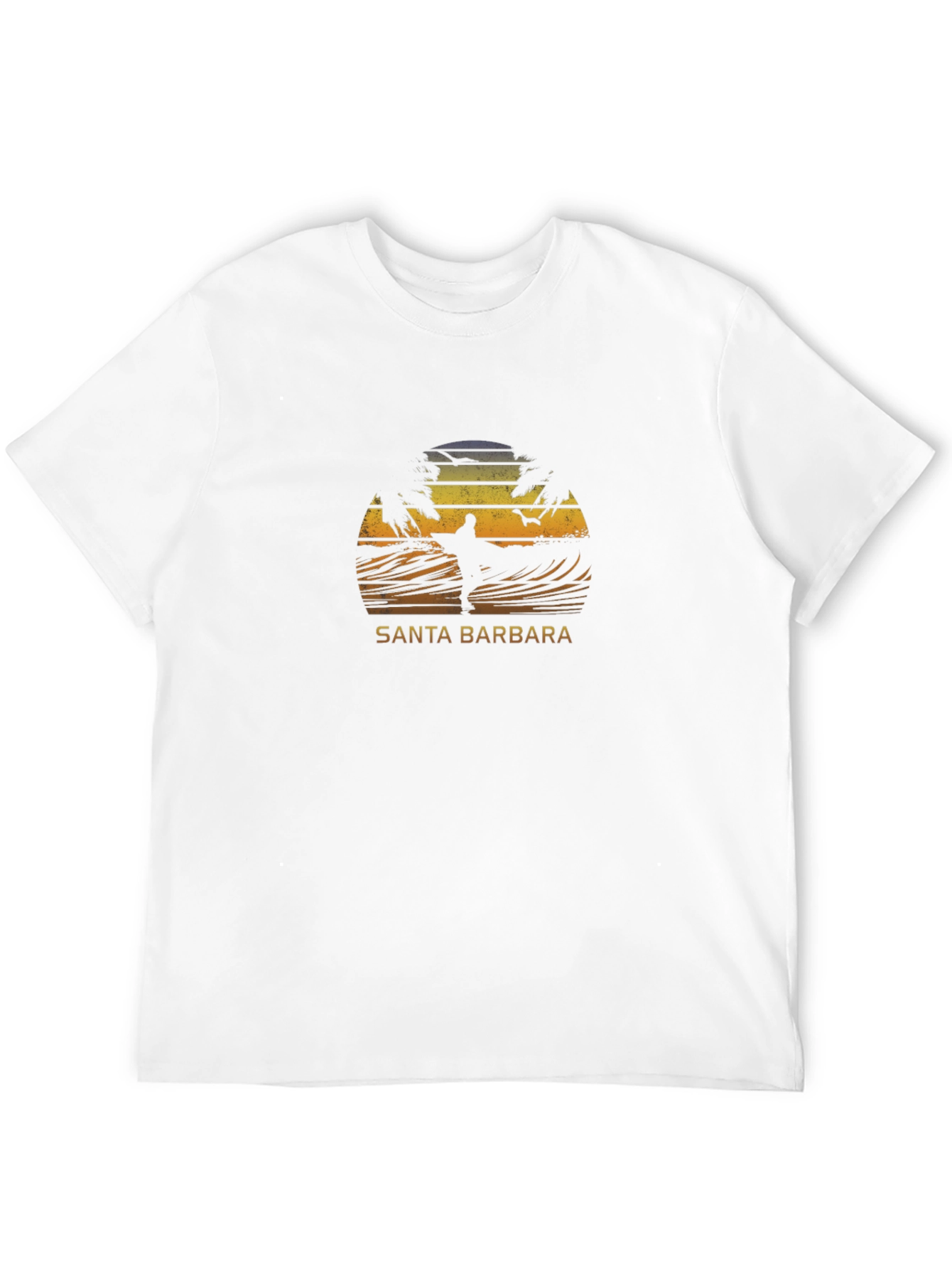 Santa Barbara Surf T-Shirt - Retro Sunset Design