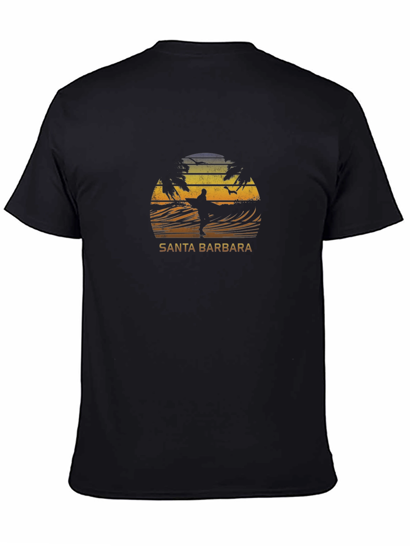 Santa Barbara Surf T-Shirt - Retro Sunset Design