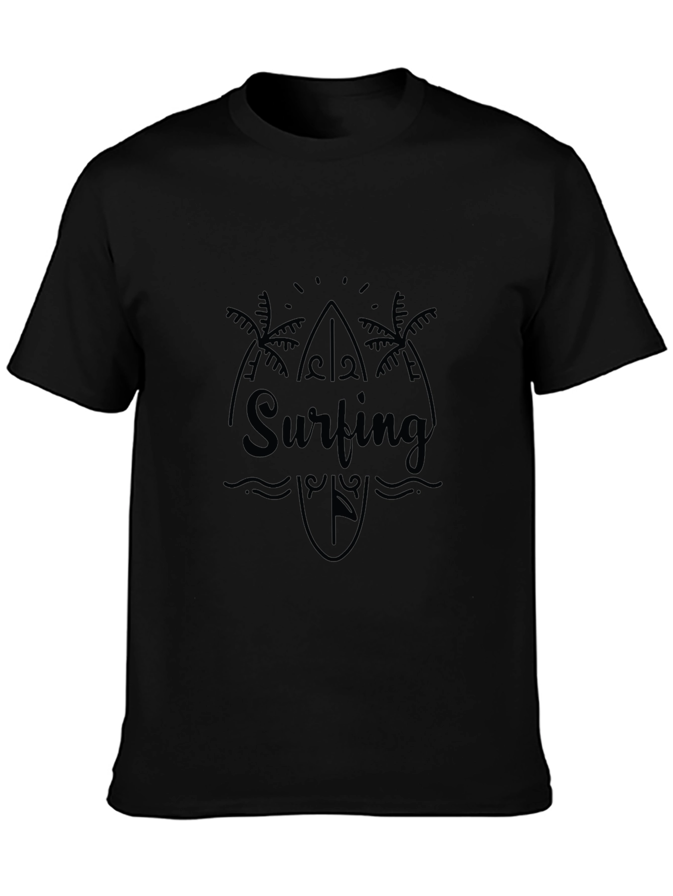 Surfing Graphic Tee - Island Vibes Black T-Shirt
