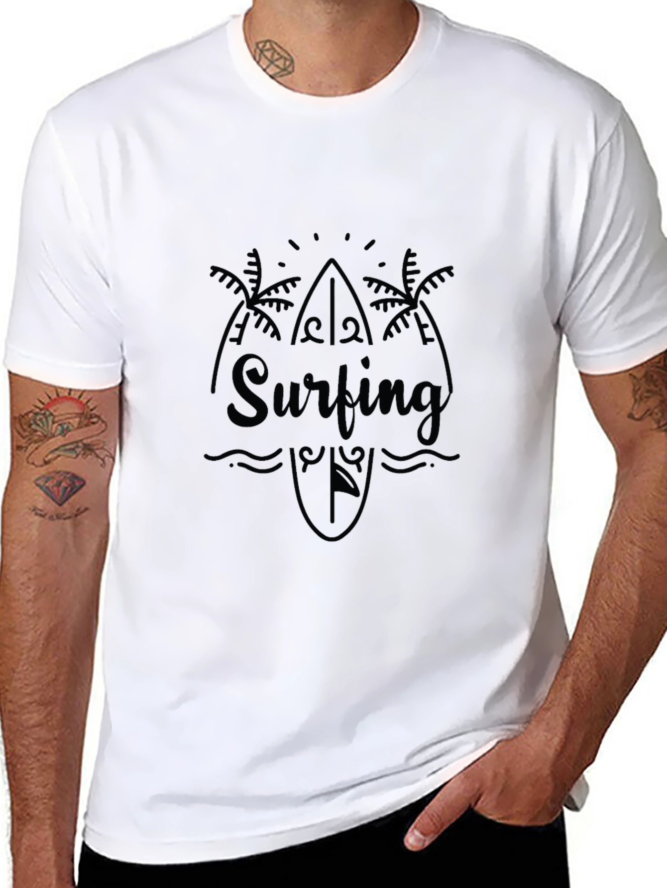 Surfing Graphic Tee - Island Vibes Black T-Shirt