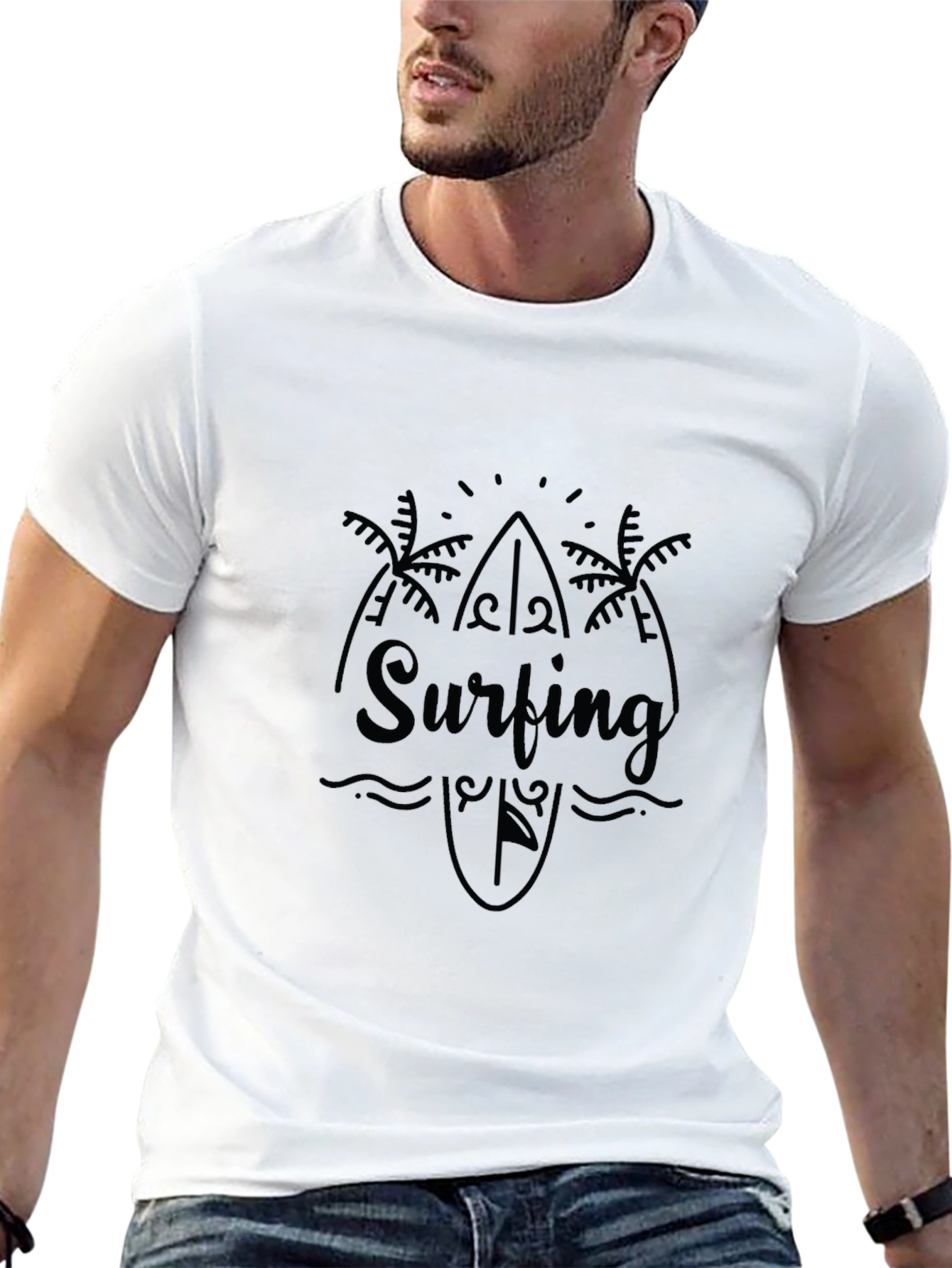 Surfing Graphic Tee - Island Vibes Black T-Shirt