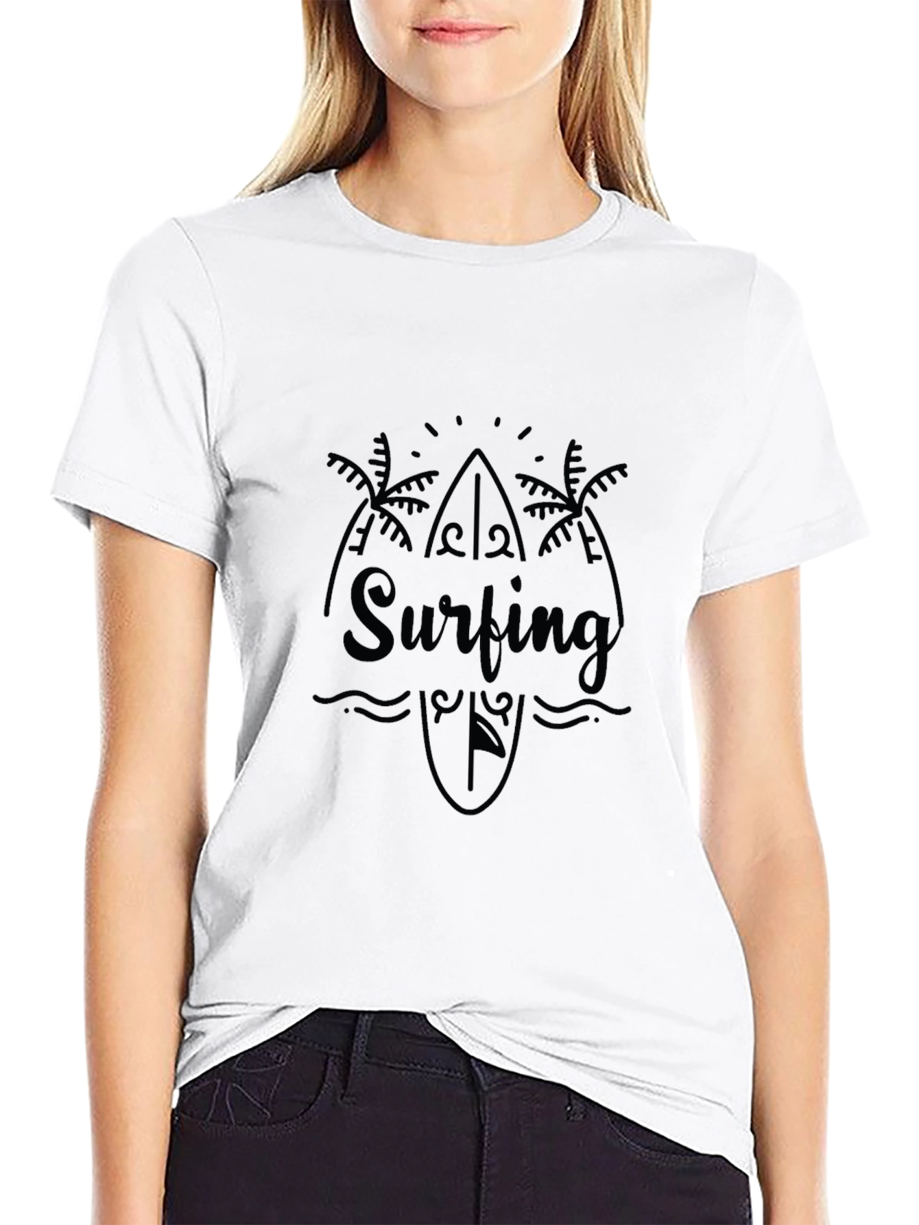 Surfing Graphic Tee - Island Vibes Black T-Shirt