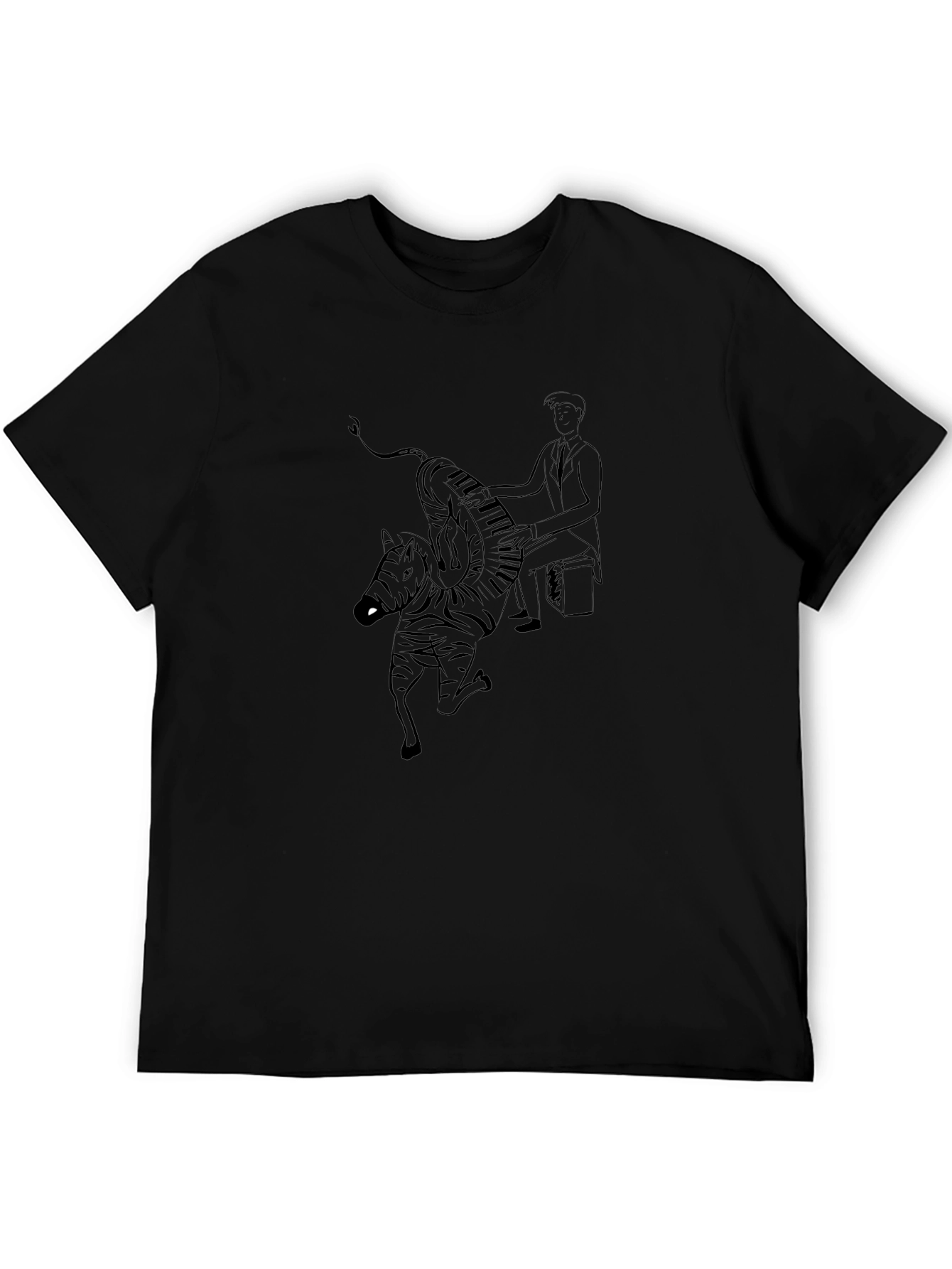 Zebra Pianist Graphic Tee - Unique Black T-Shirt