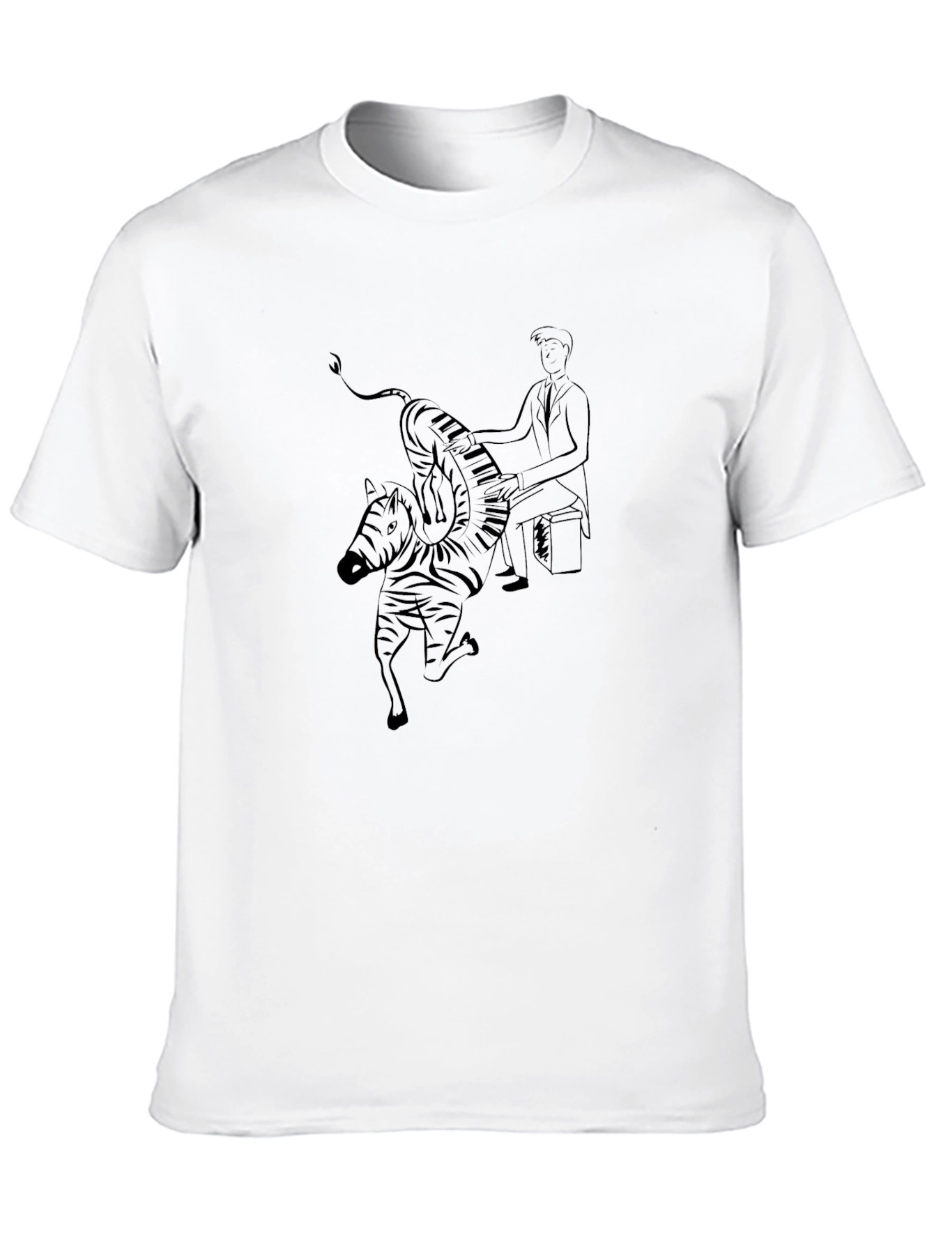 Zebra Pianist Graphic Tee - Unique Black T-Shirt