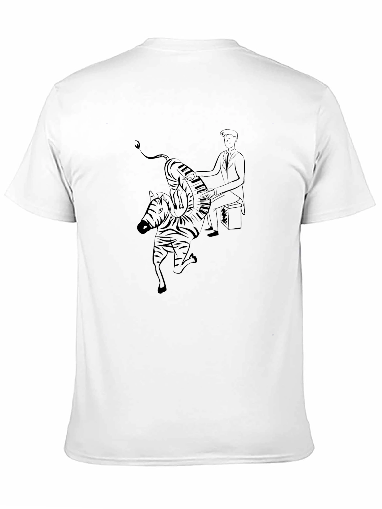 Zebra Pianist Graphic Tee - Unique Black T-Shirt
