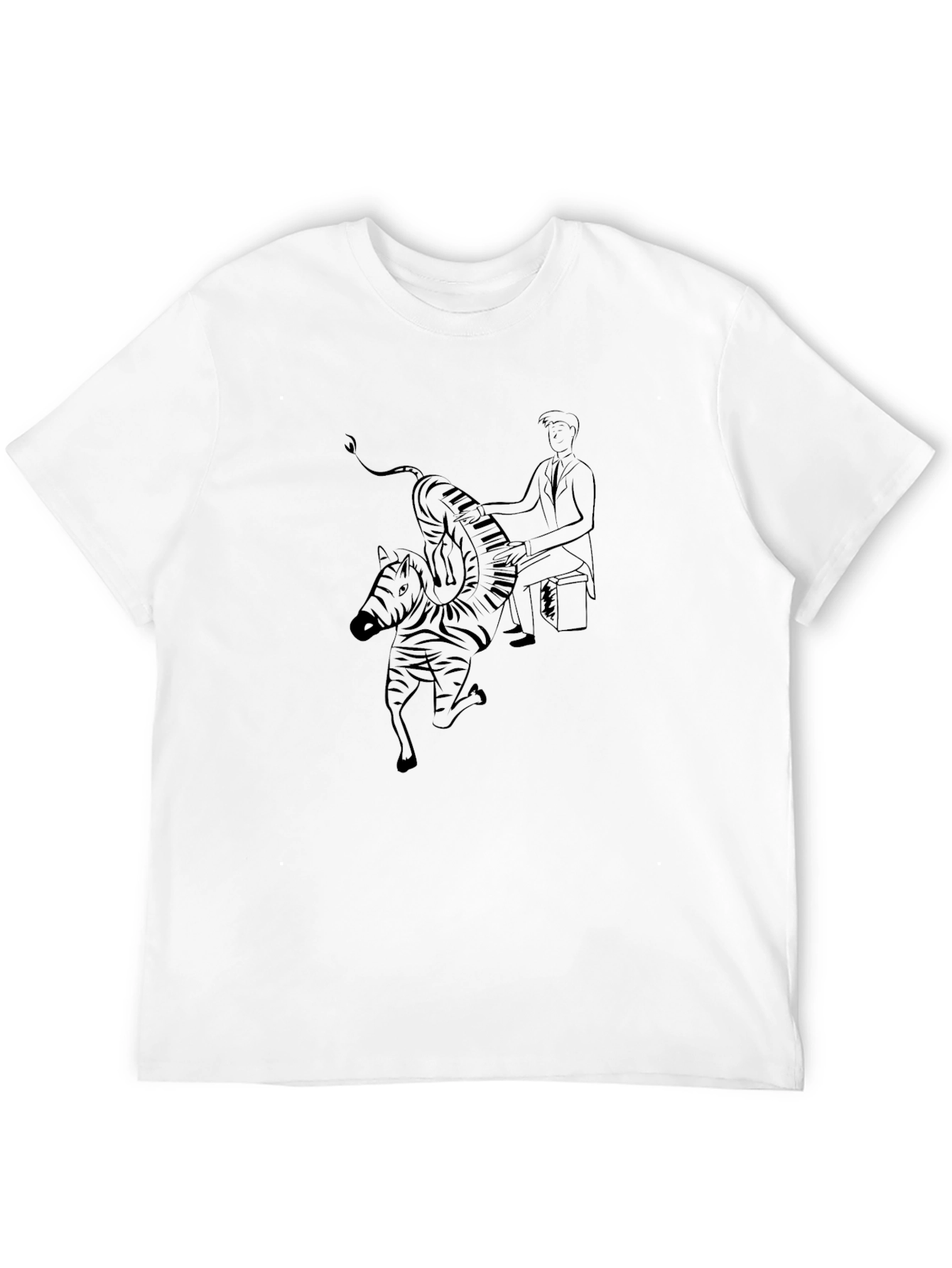 Zebra Pianist Graphic Tee - Unique Black T-Shirt