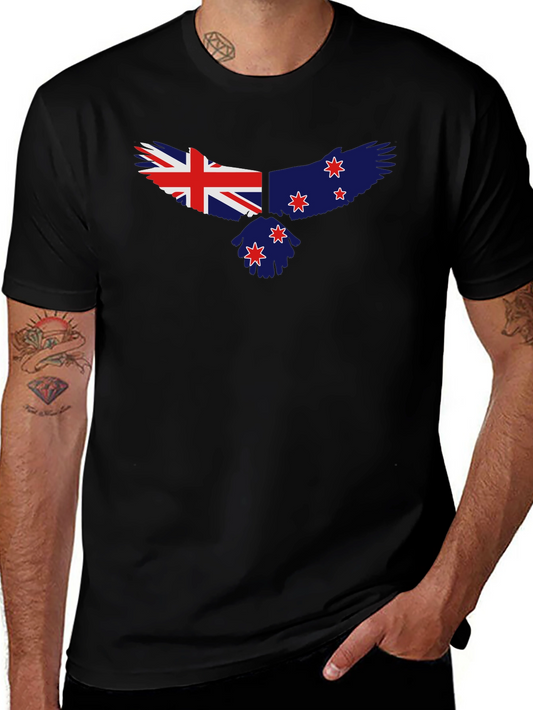 New Zealand Flag Eagle Black T-Shirt