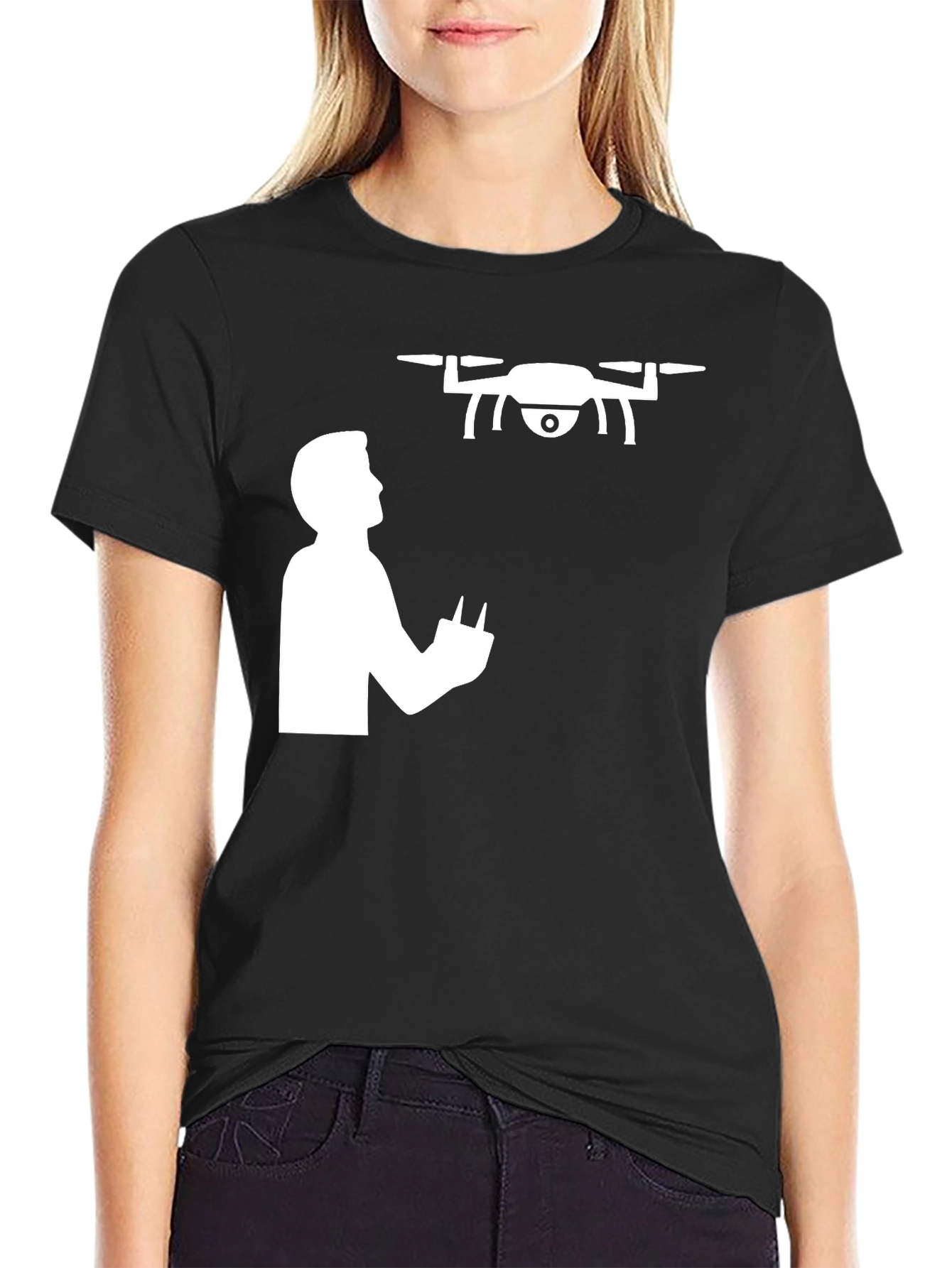 Drone Pilot Graphic Tee - Black Cotton T-Shirt