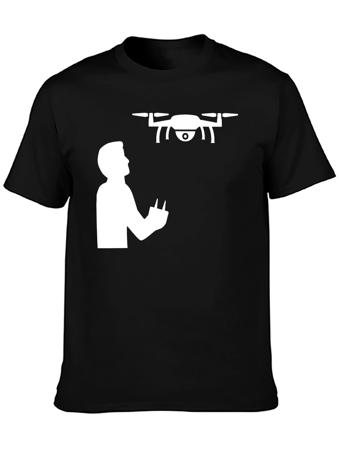 Drone Pilot Graphic Tee - Black Cotton T-Shirt