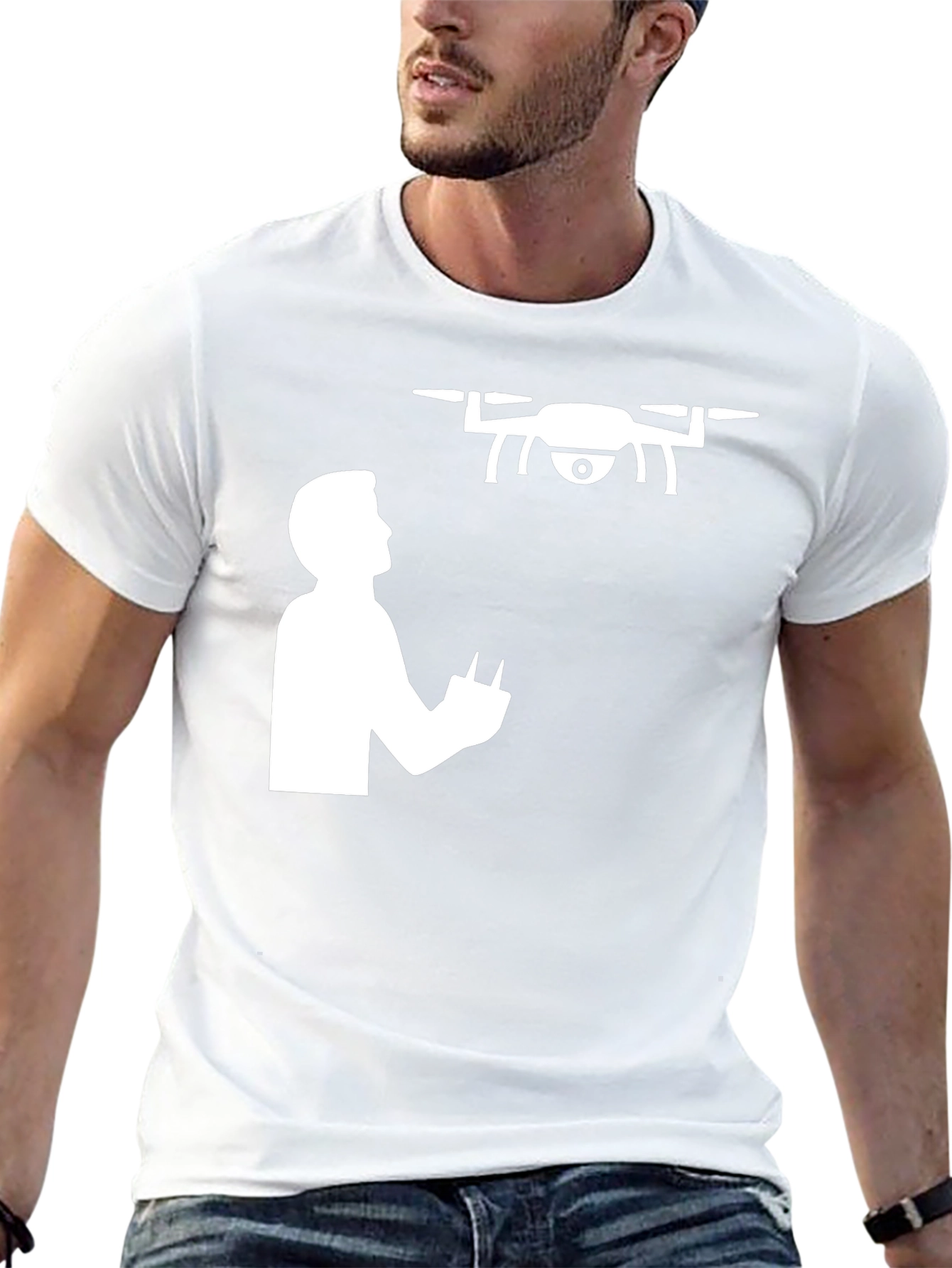 Drone Pilot Graphic Tee - Black Cotton T-Shirt