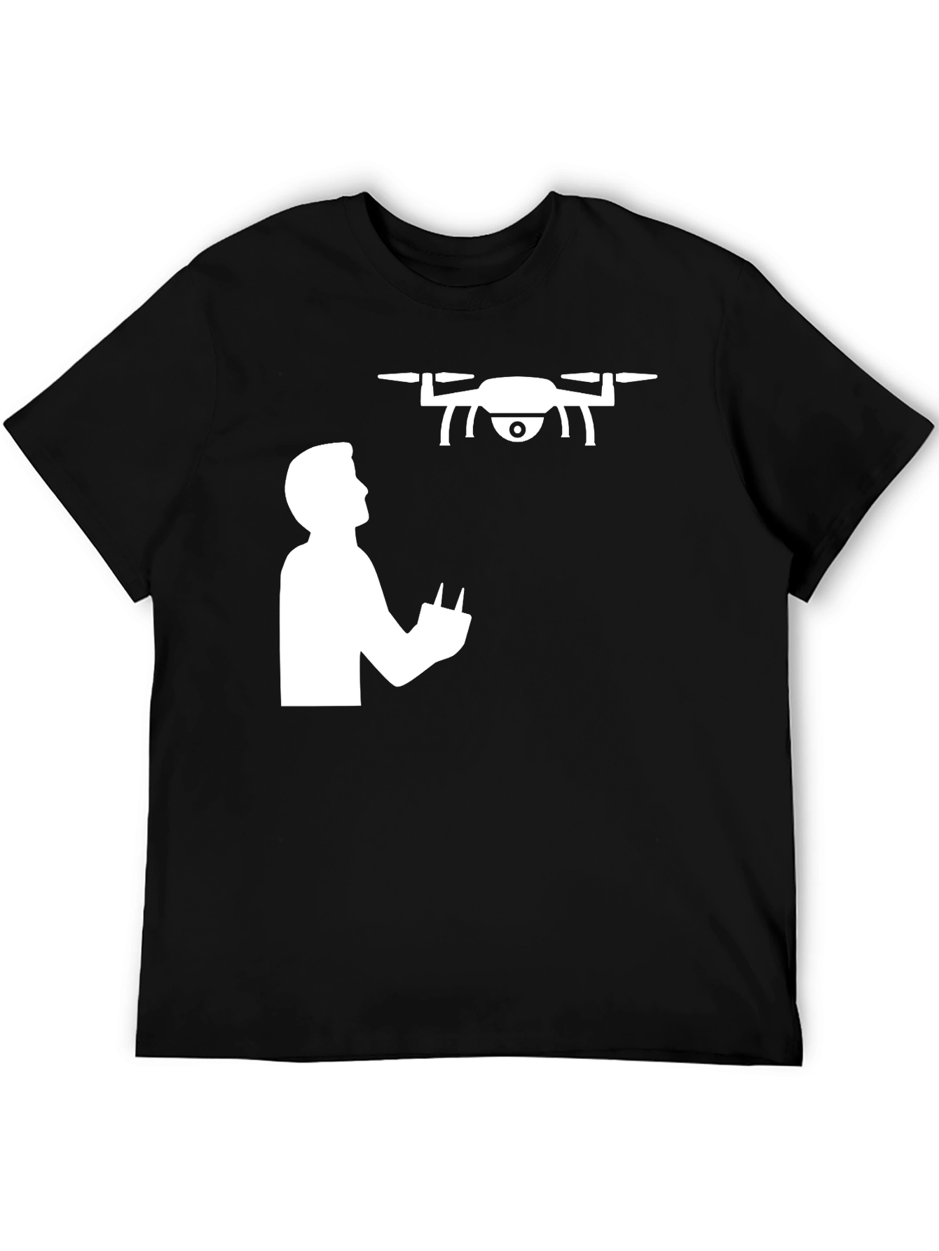 Drone Pilot Graphic Tee - Black Cotton T-Shirt