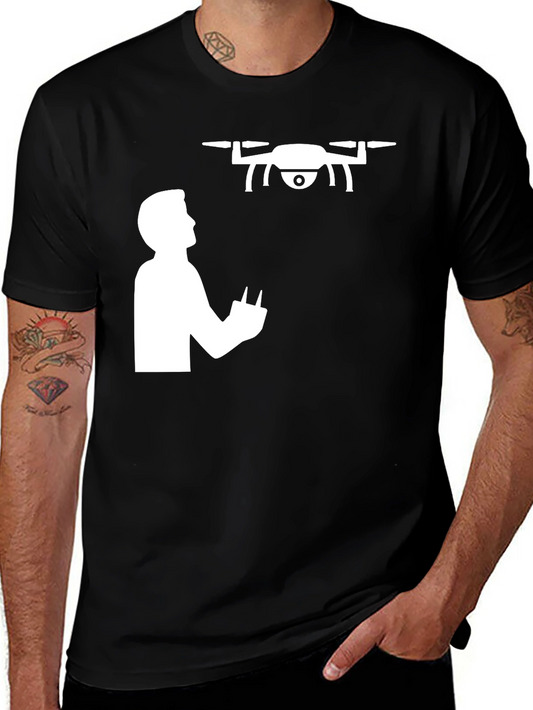 Drone Pilot Graphic Tee - Black Cotton T-Shirt