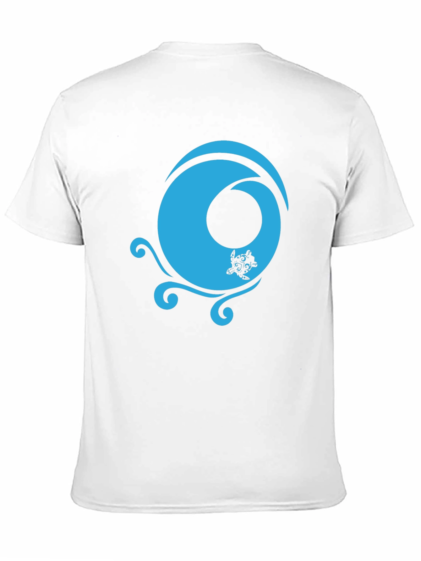 Black T-Shirt with Turquoise Turtle Wave Design
