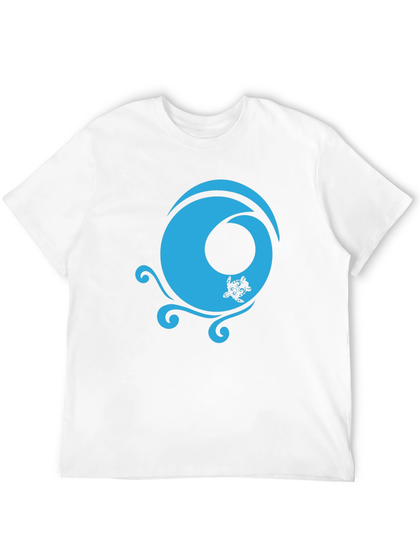 Black T-Shirt with Turquoise Turtle Wave Design