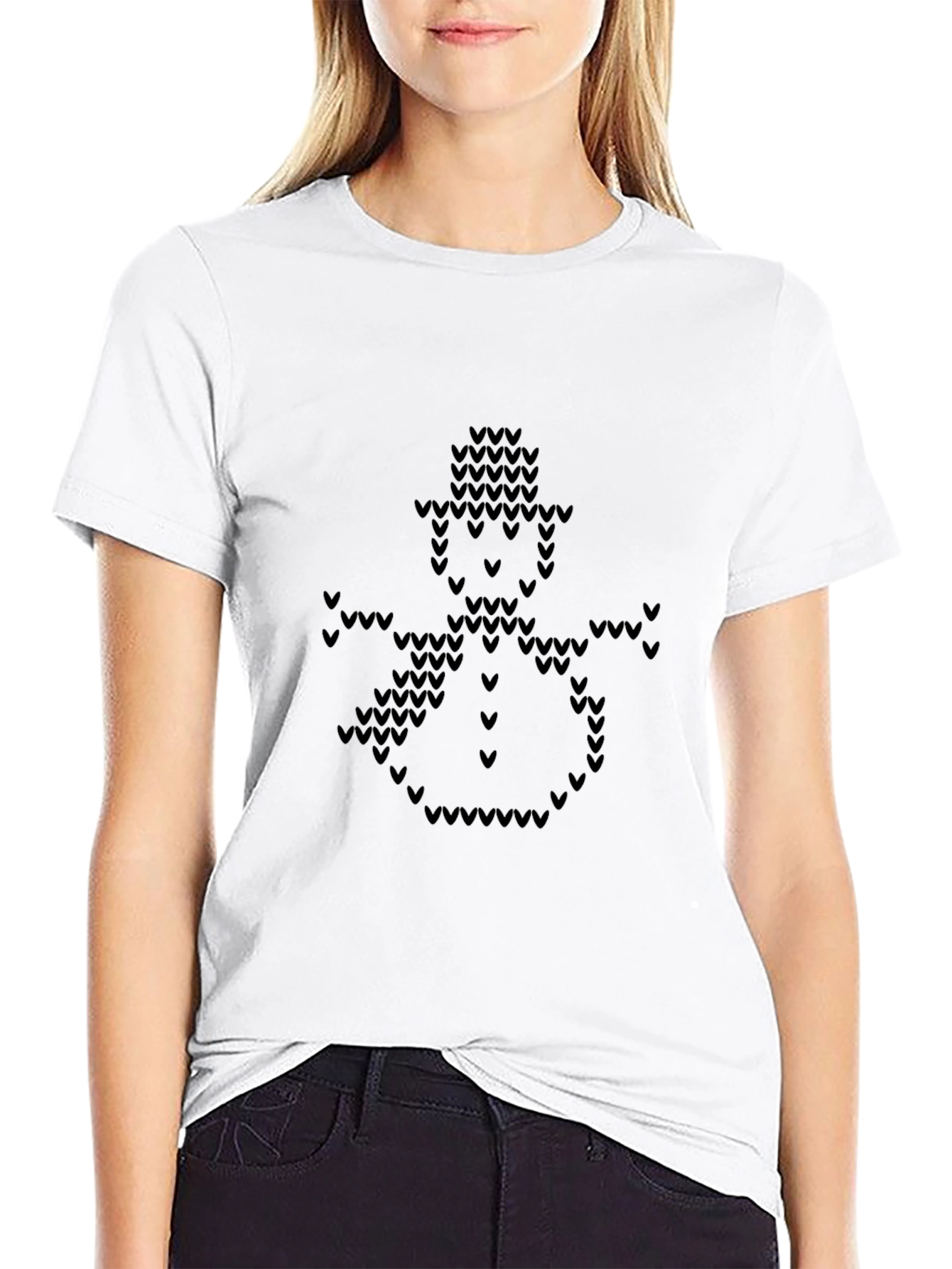 Festive Knitted Snowman Black T-Shirt