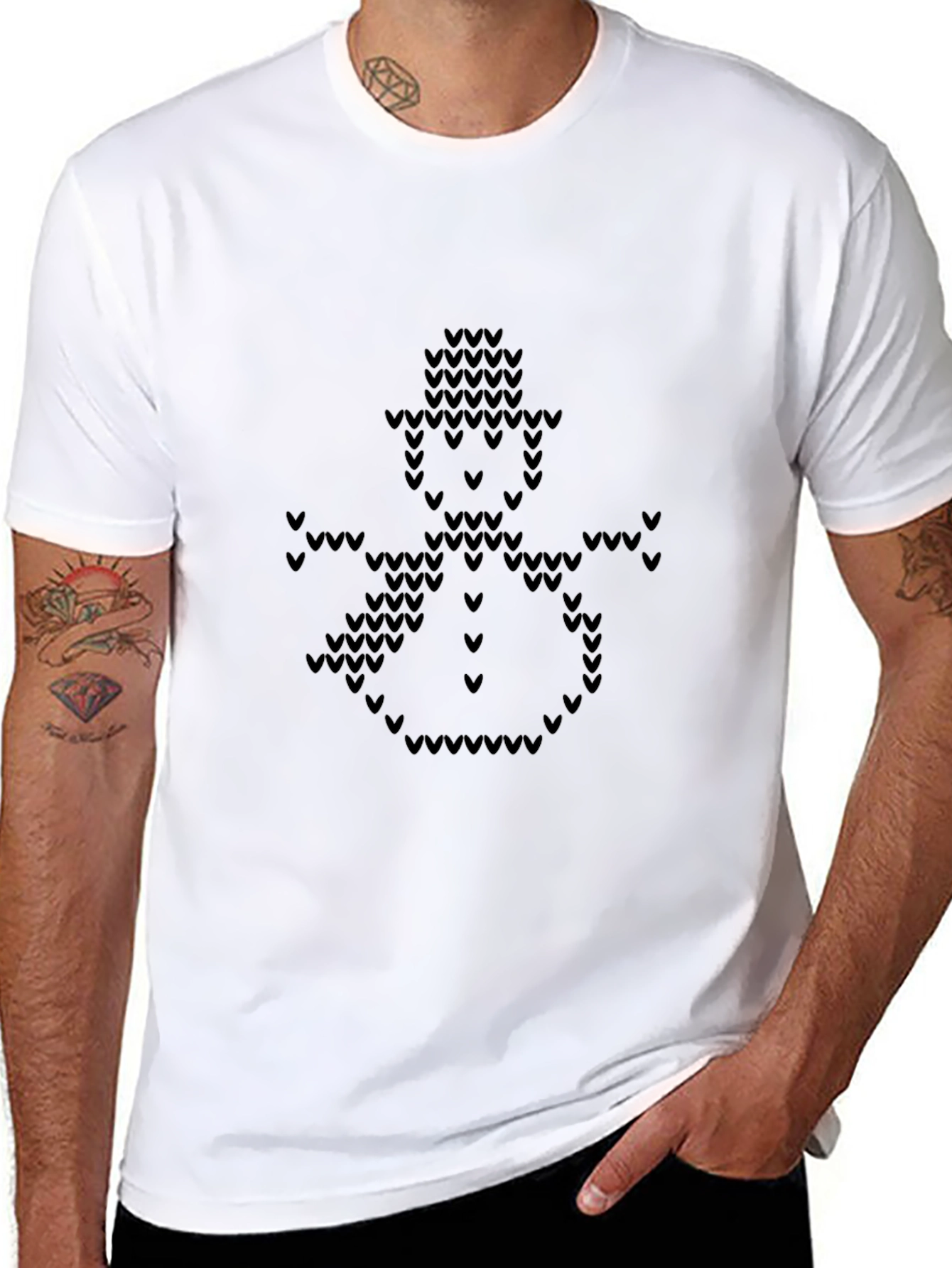 Festive Knitted Snowman Black T-Shirt
